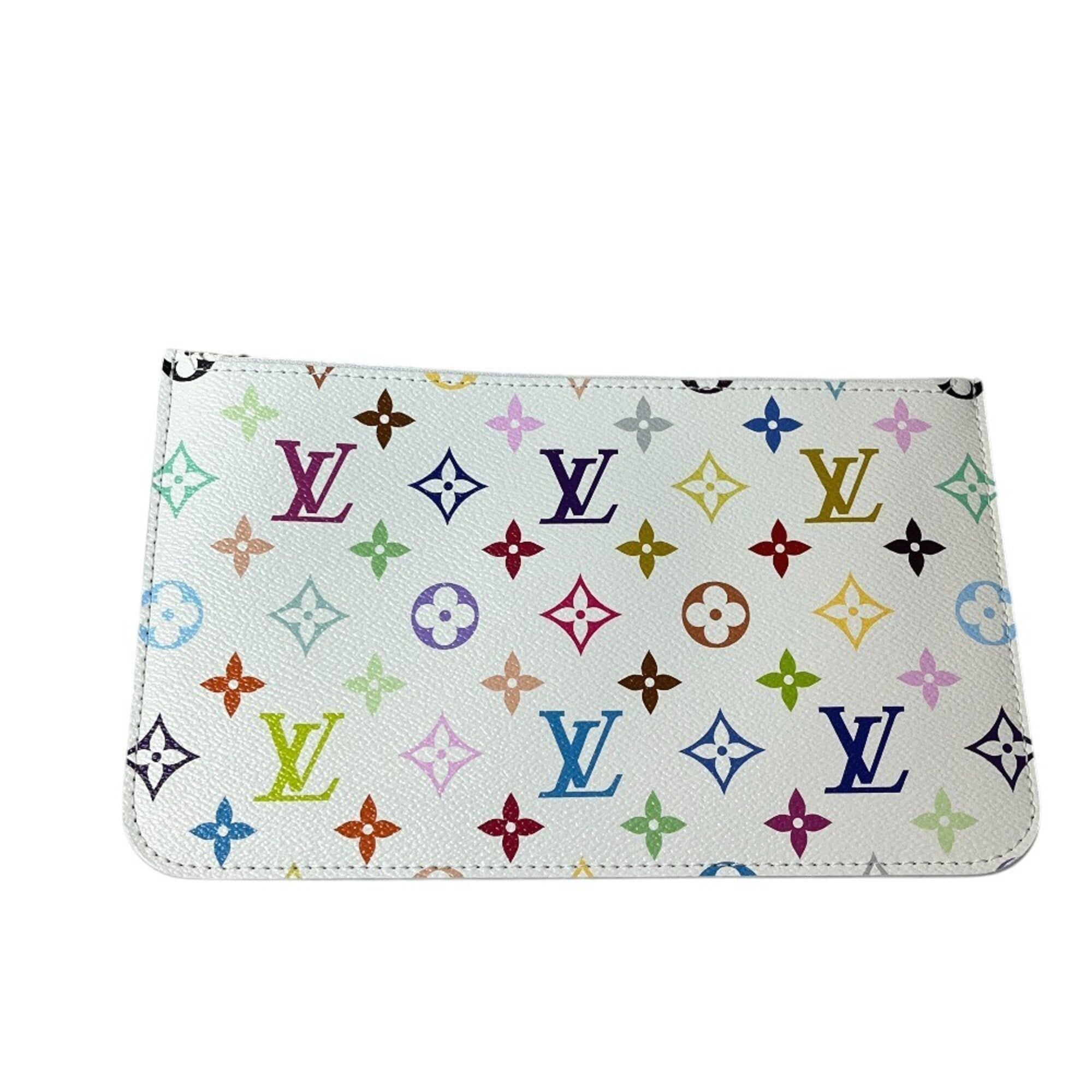 LOUIS VUITTON M27787 LV × TM Takashi Murakami Collaboration Neverfull MM Handbag with Pouch, Tote Bag, Monogram Multicolor Canvas, Women's, Blanc White — New