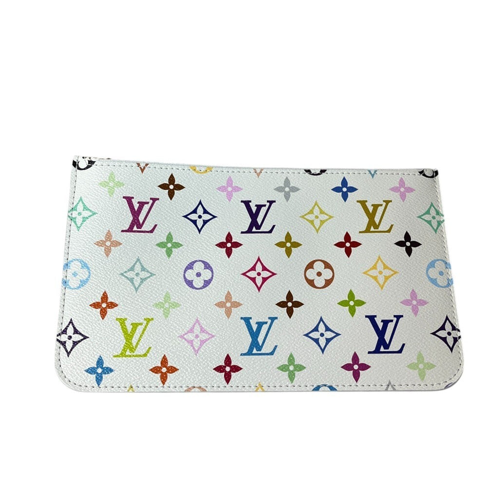 LOUIS VUITTON M27787 LV × TM Takashi Murakami Collaboration Neverfull MM Handbag with Pouch, Tote Bag, Monogram Multicolor Canvas, Women's, Blanc White — New