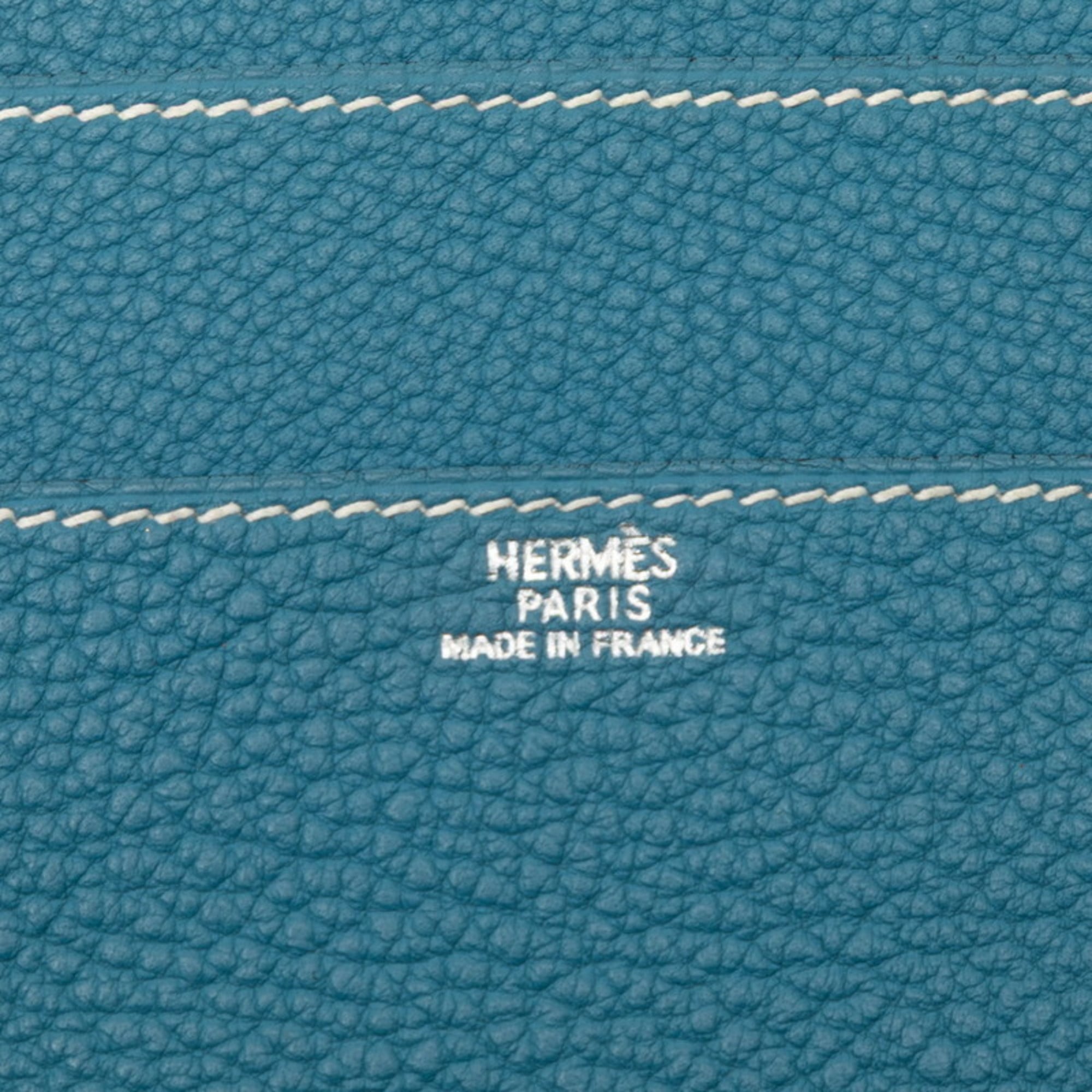 Hermes Dogon Bifold Wallet Blue Togo Women's HERMES