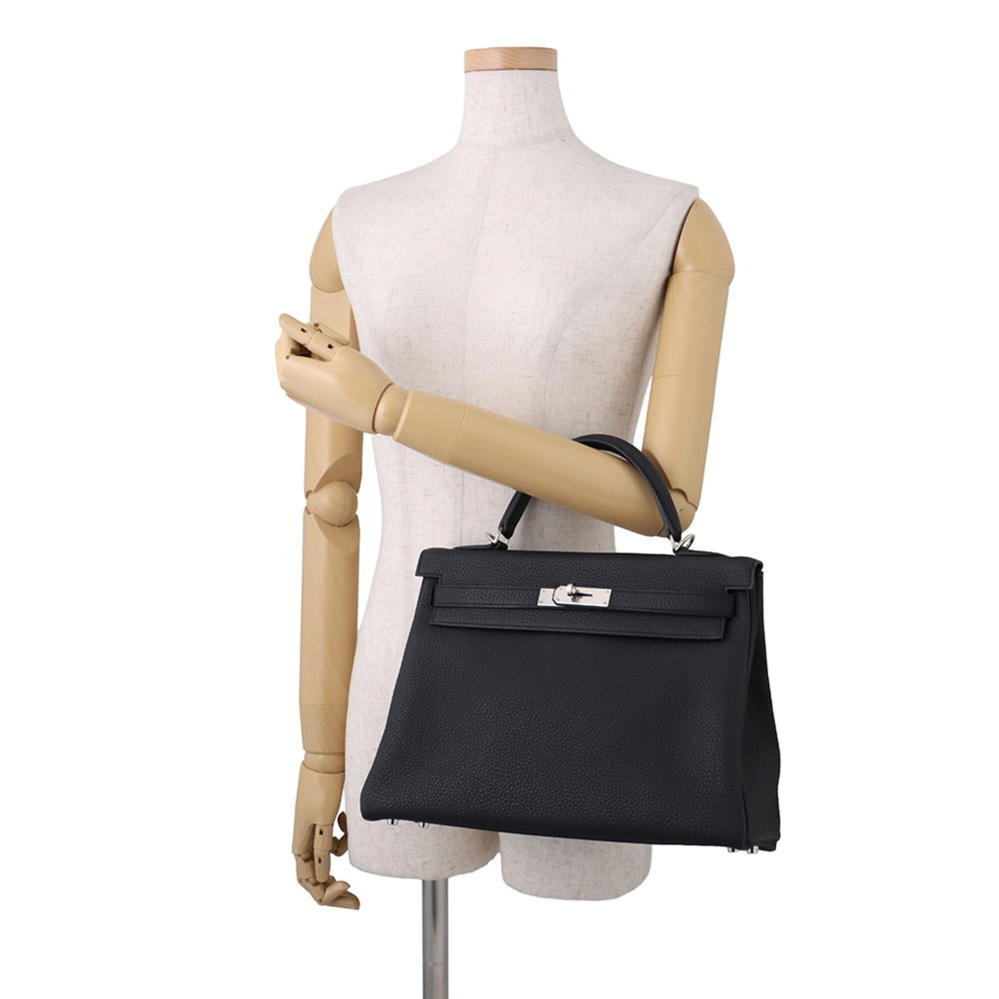 Hermes Kelly 32 Handbag, Black Togo Leather, C Stamp, 2-way Bag, Black, Kelly, Women's, HERMES — Like New
