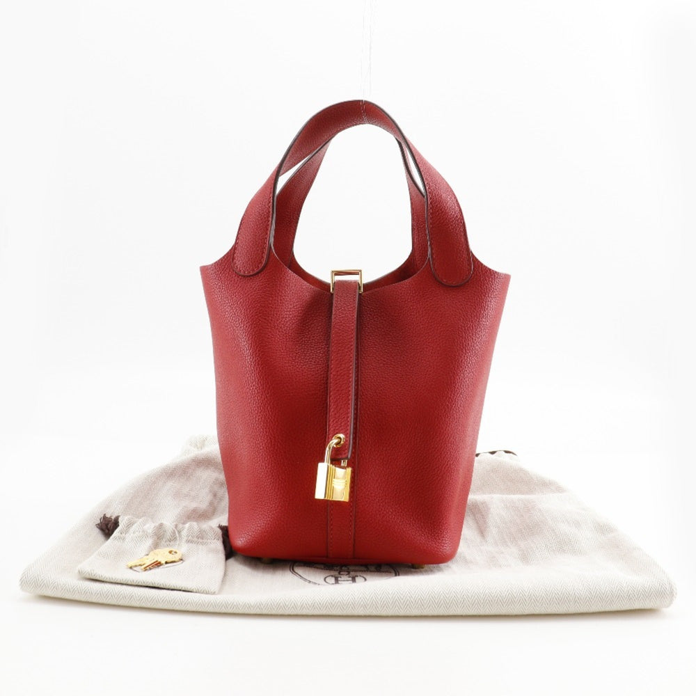 Hermes HERMES Picotin Lock 18 PM Handbag x Taurillon Maurice 2018 Red / C Belt Clasp Loc18K Women's — Like New
