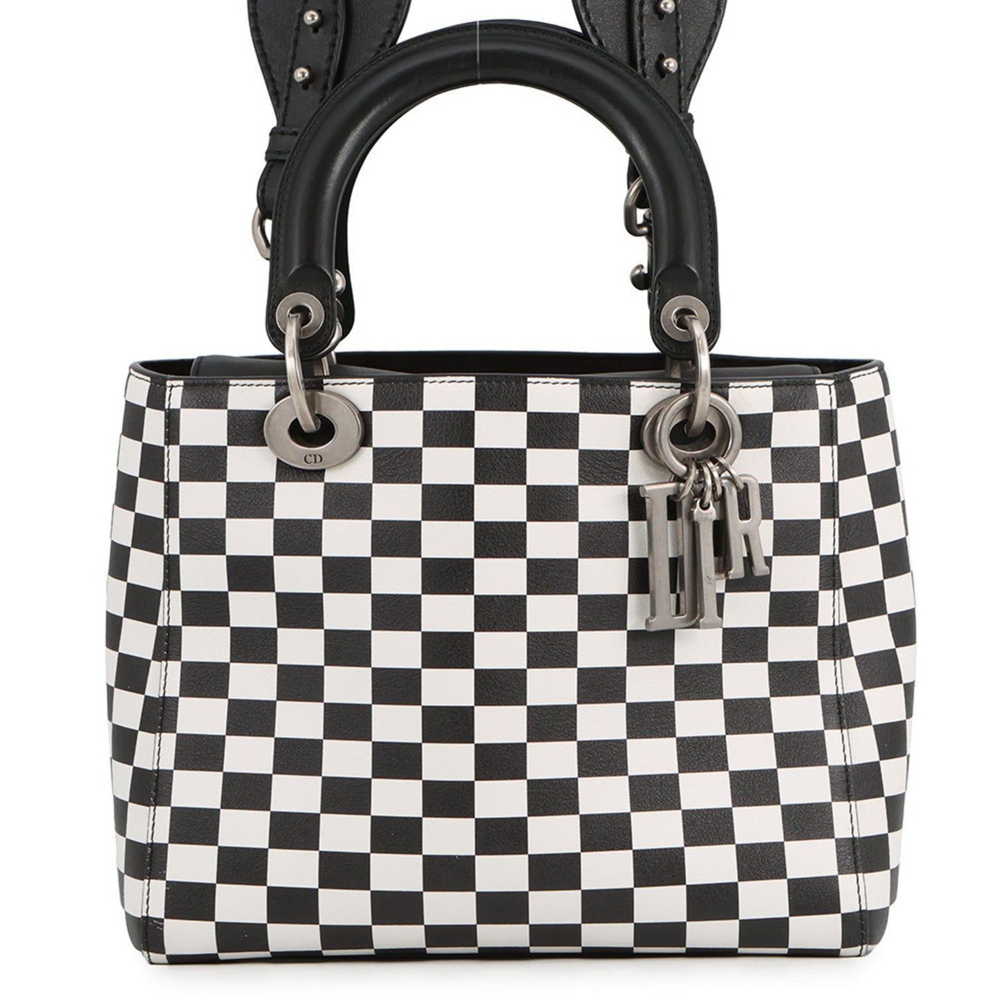Christian Dior Lady Checker Medium Leather Handbag, 2-way
