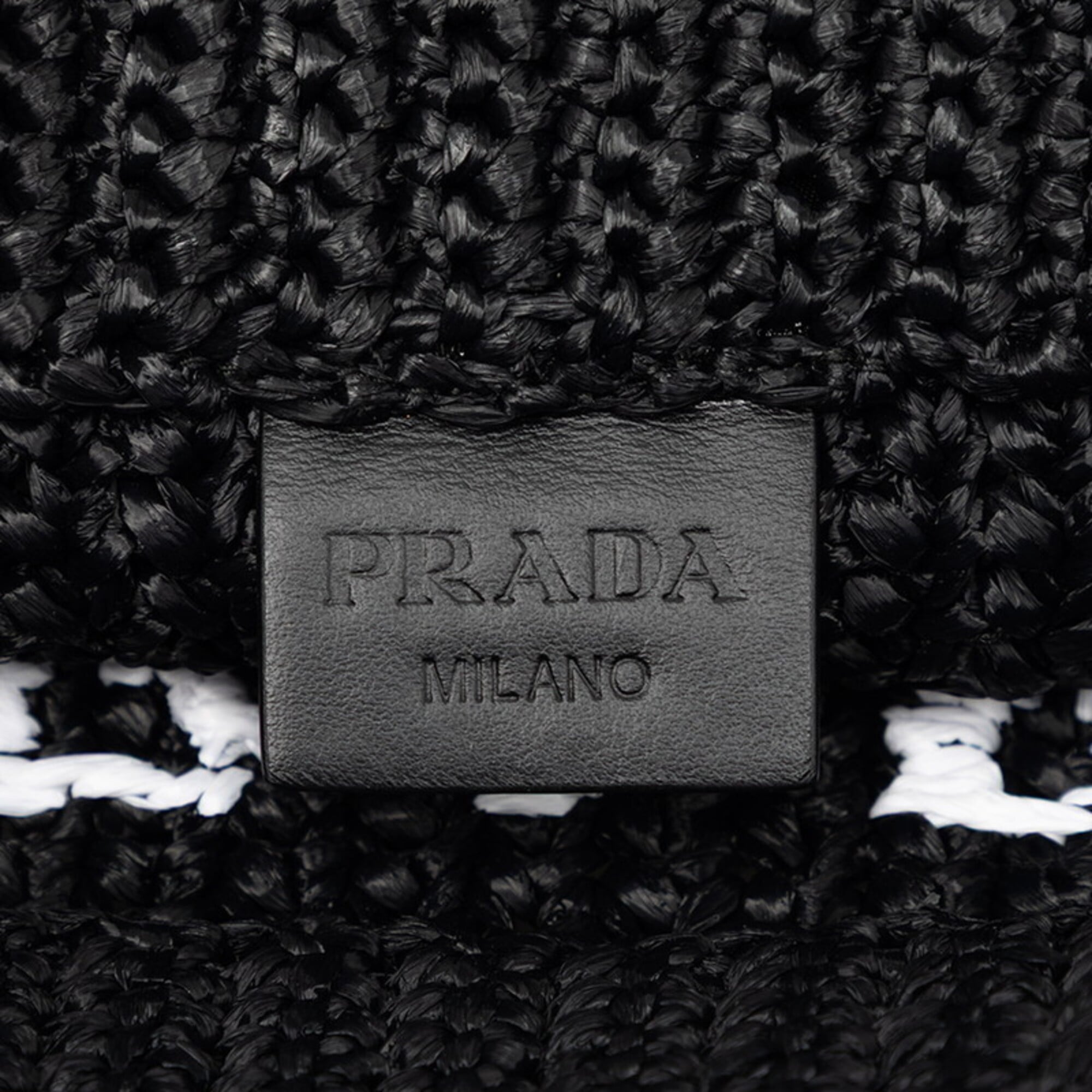 Prada Crochet Triangle Logo Plate Tote Bag Handbag Black Viscose Women's PRADA — Like New