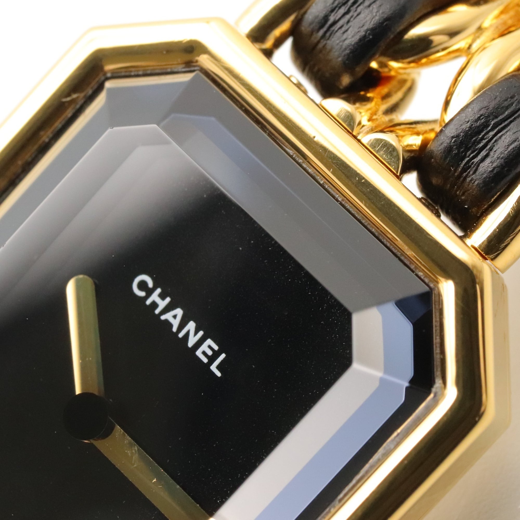 Chanel CHANEL Première M Watch, Gold Plated Leather, Women's, Black, H0001 — Very Good