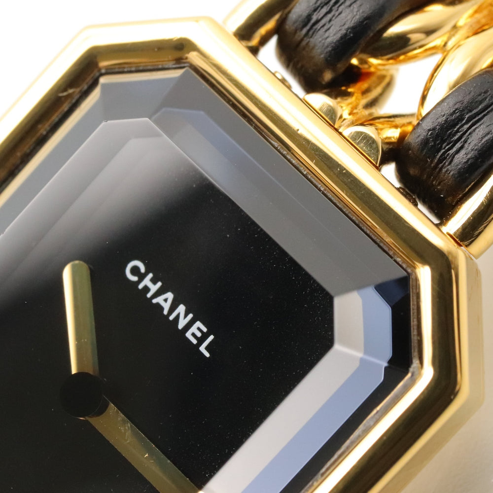 Chanel CHANEL Première M Watch, Gold Plated Leather, Women's, Black, H0001 — Very Good