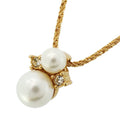 Christian Dior Necklace, GP Plated, Rhinestones, Faux Pearls, Gold, Women's