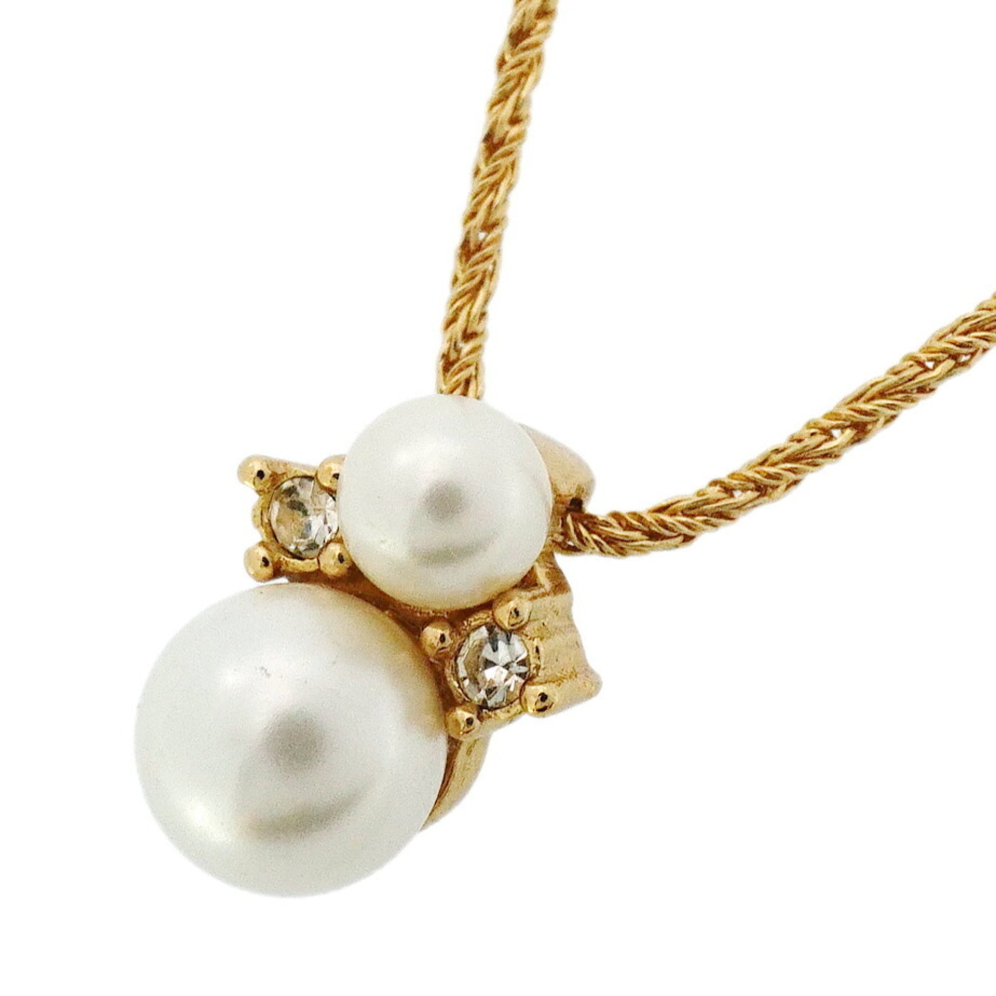 Christian Dior Necklace, GP Plated, Rhinestones, Faux Pearls, Gold, Women's