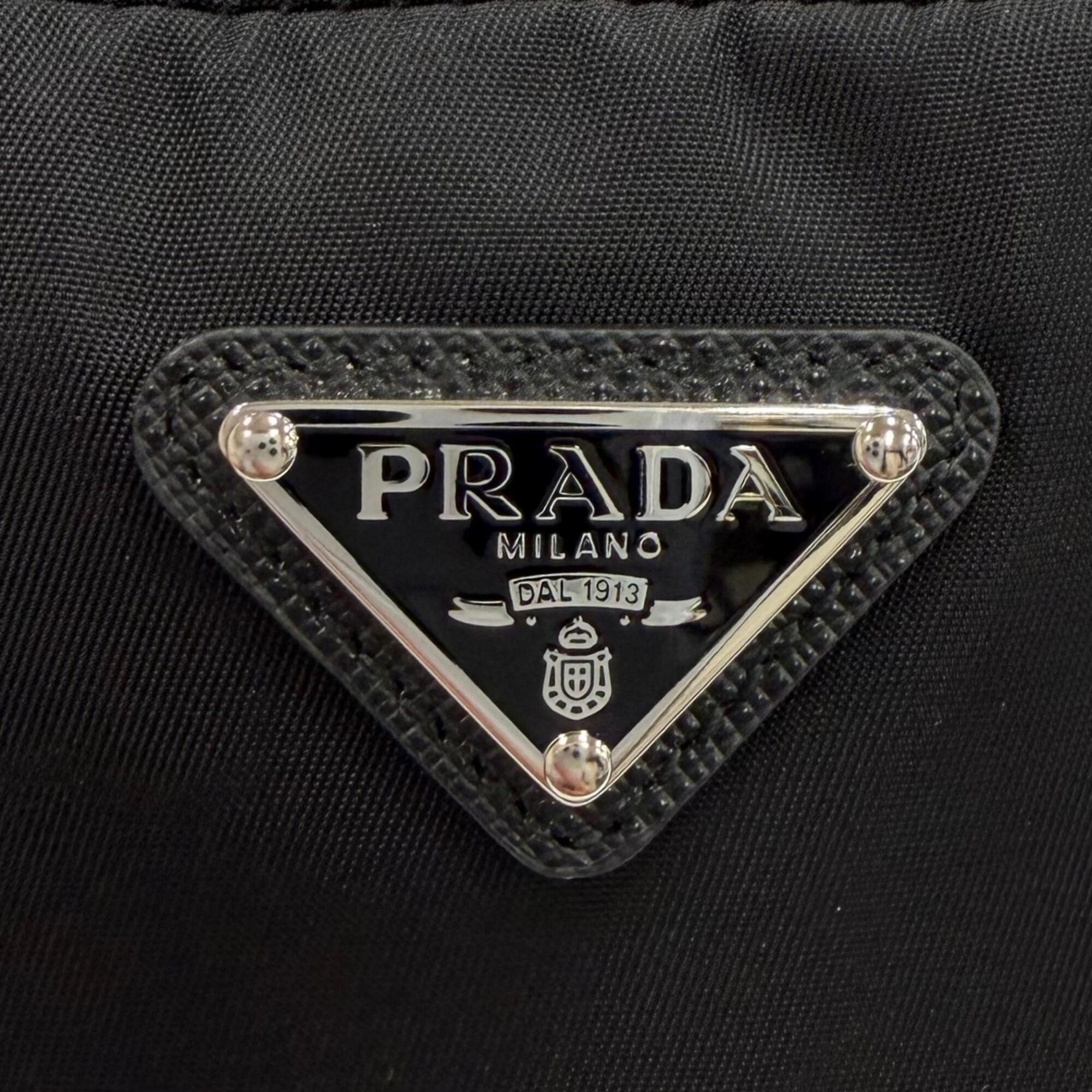PRADA 1ND339 Micro Re-Nylon Pouch Small Triangle Logo Makeup Black Made in Italy Women's — Like New