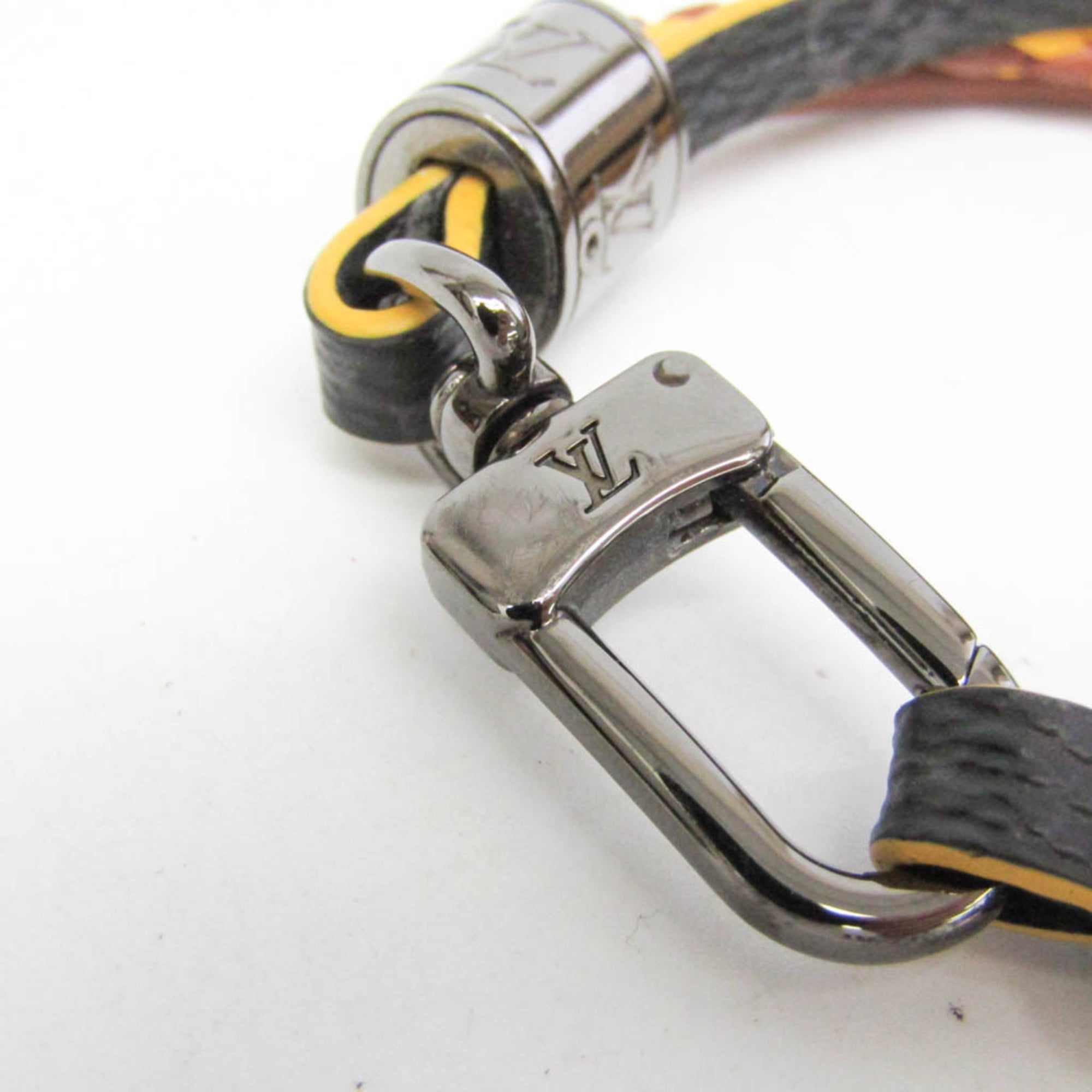 Louis Vuitton Damier Graphite LV Treble Bracelet M6423 Damier Graphite,Leather Bangle Black,Brown,Yellow