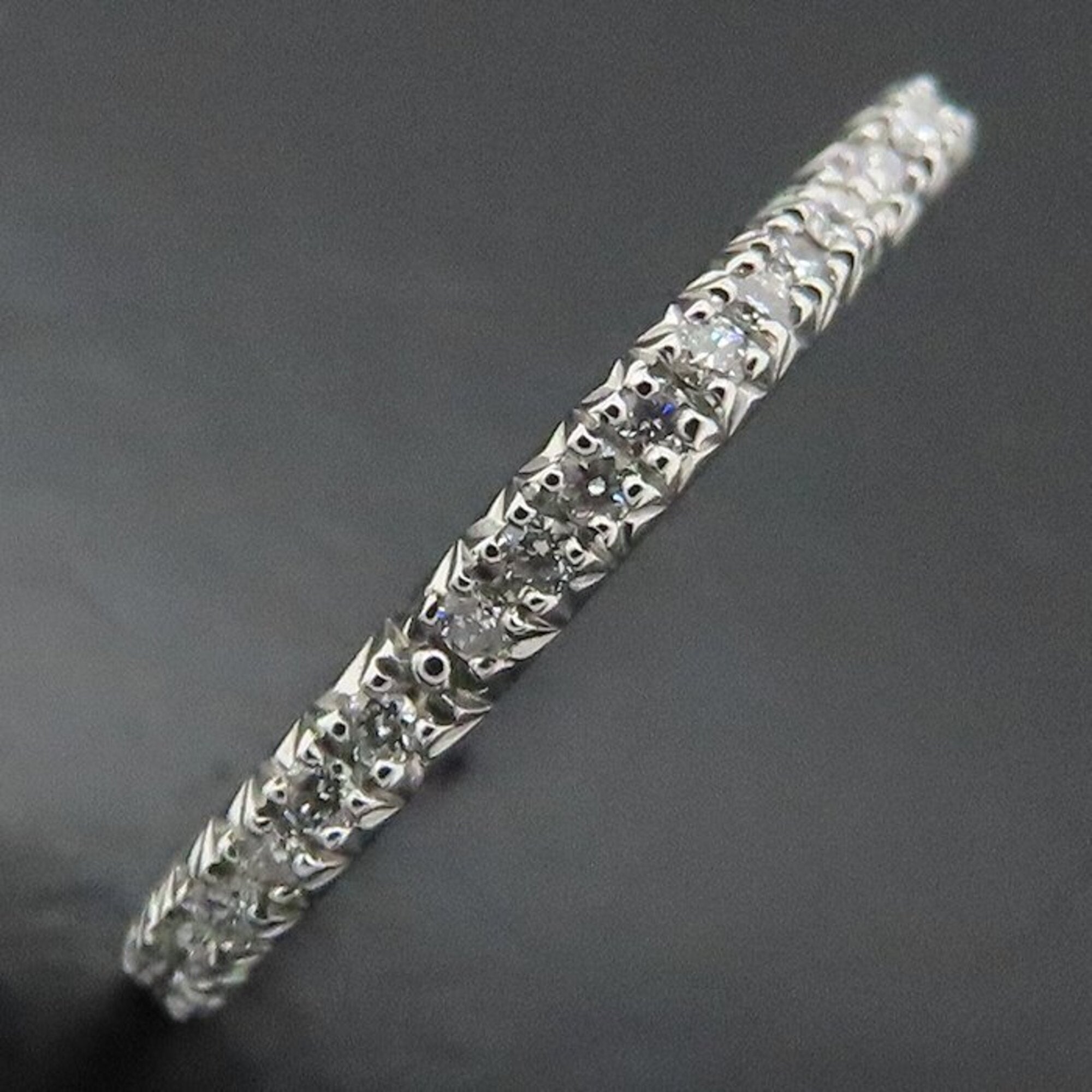 CHANEL Camellia Diamond Eternity Ring, Size #48, 18K White Gold, Women's, J3211 295242 — Like New
