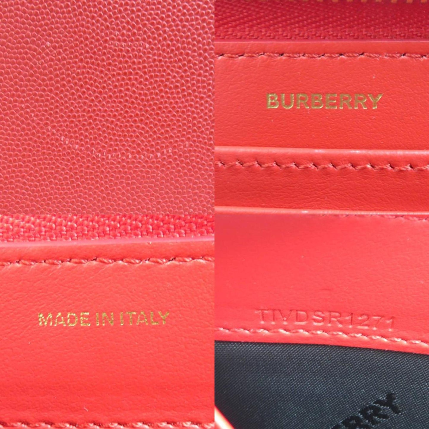 Burberry round long wallet leather red men's women's h30821a