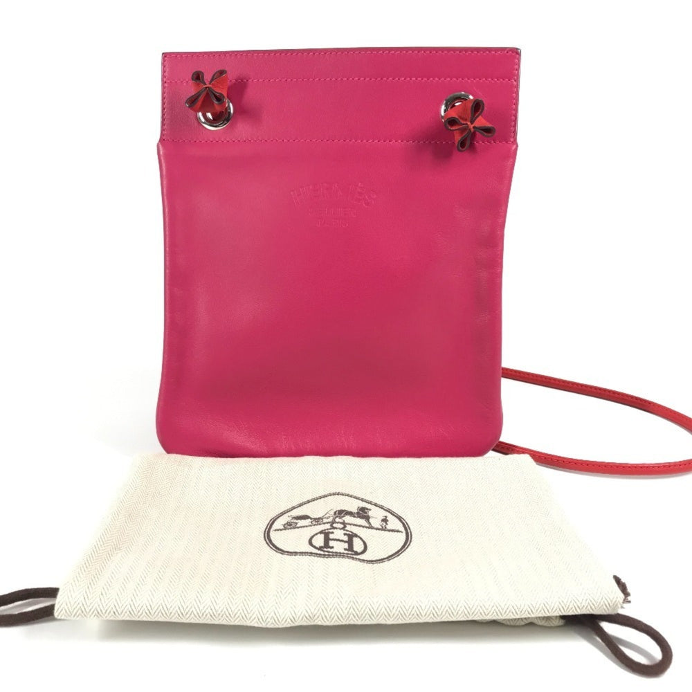 HERMES Bicolor Sac Aline Mini Pochette Shoulder Bag in Pink Leather — Like New