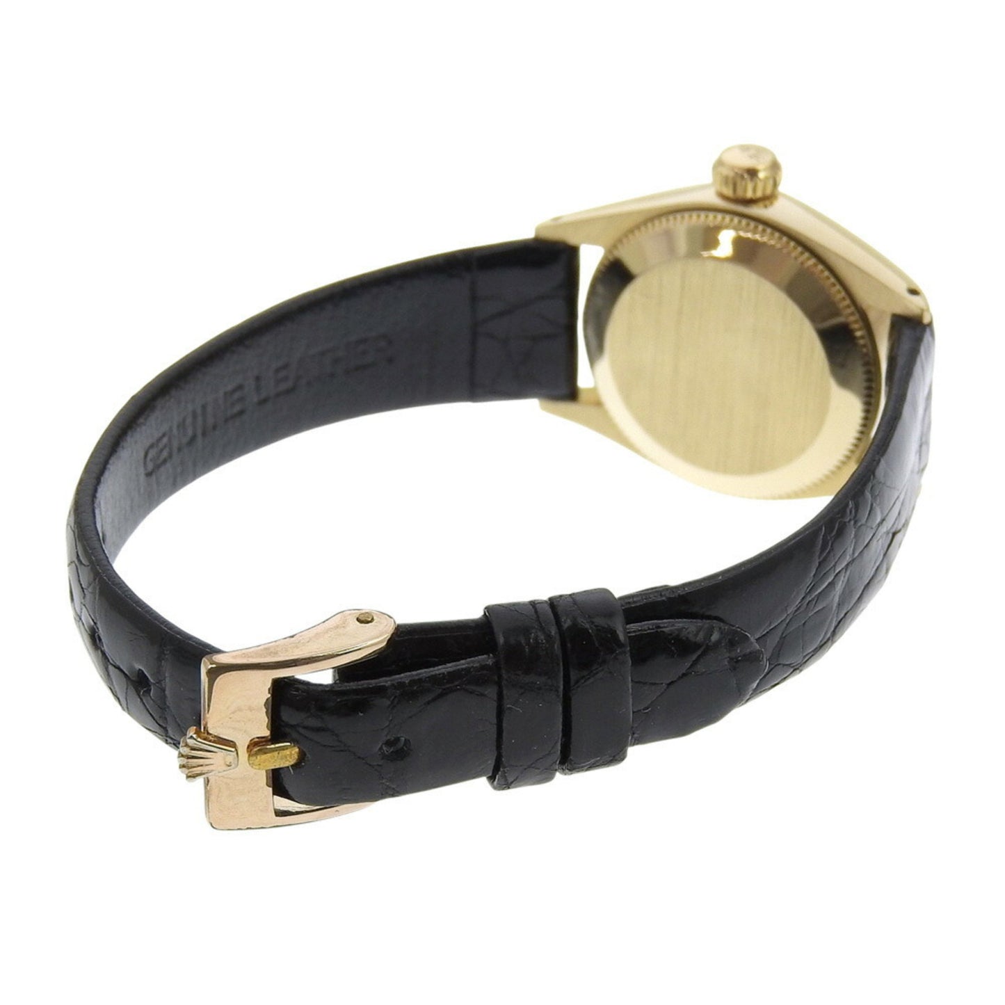 Rolex Oyster Perpetual Watch, caliber 1130, 6619, Yellow Gold with Embossed Leather, 1966, Automatic, Analog Display, Navy Dial, Women's