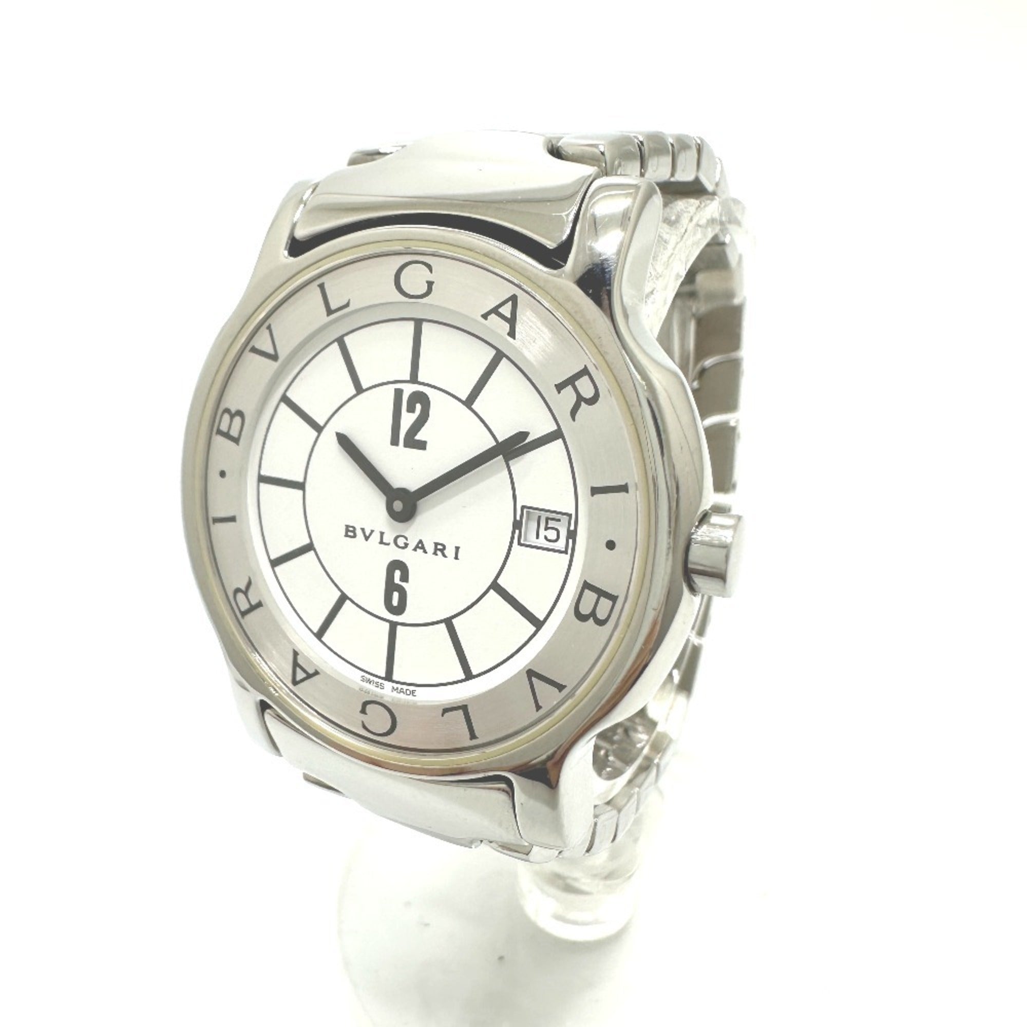 BVLGARI ST35S Solotempo Quartz Date Watch, Stainless Steel, Men's, Silver — Good