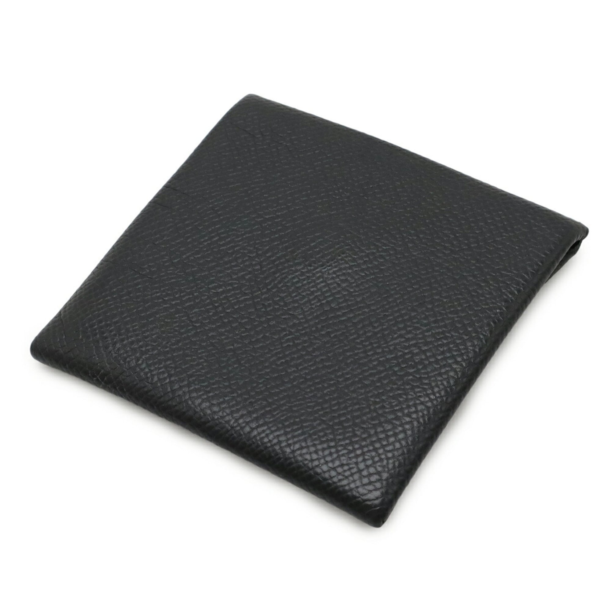 HERMES Bastia coin case, wallet, purse, Veau Epsom leather, black, U stamp