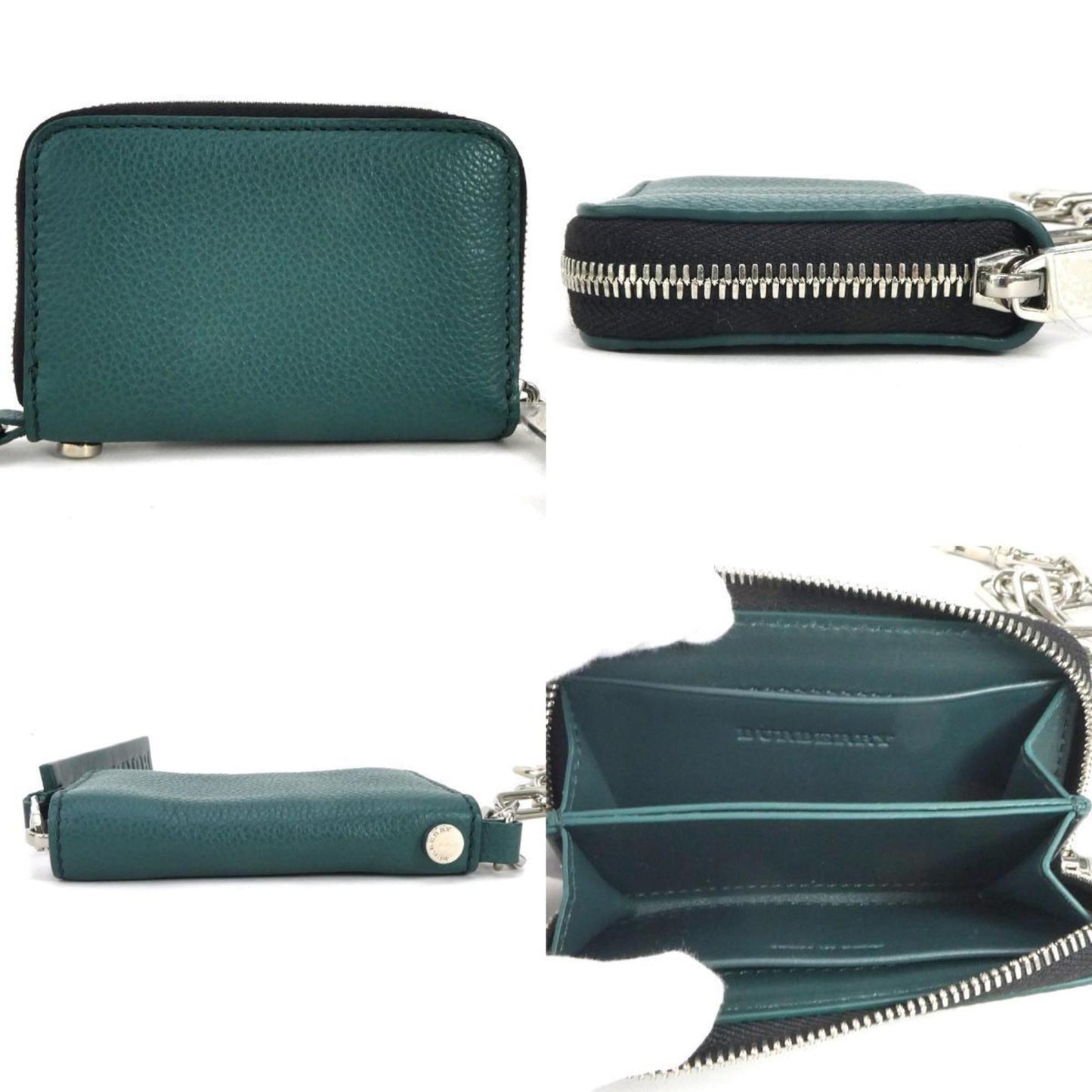Burberry BURBERRY coin case leather / metal green men's