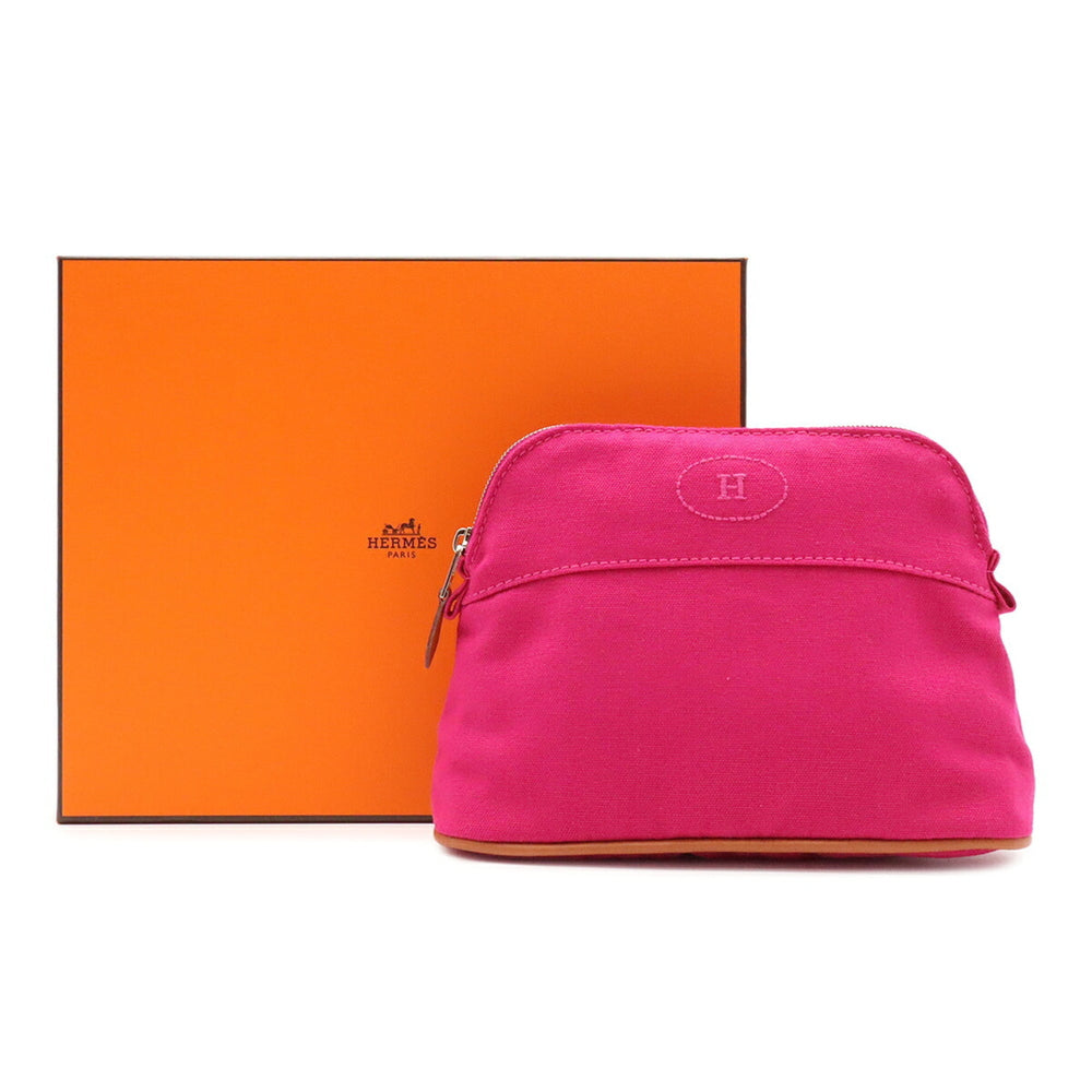 HERMES Bolide Pouch 20 Handbag Multi-purpose Canvas Leather Fuchsia Pink — Like New