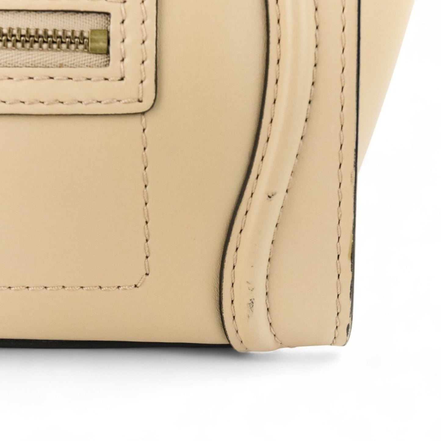 CELINE Luggage Nano Shopper 2-Way Tote Bag/Shoulder Bag in Two-Tone Beige and Black for Women