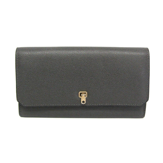 Valextra Men,Women Leather Long Wallet (bi-fold) Gray