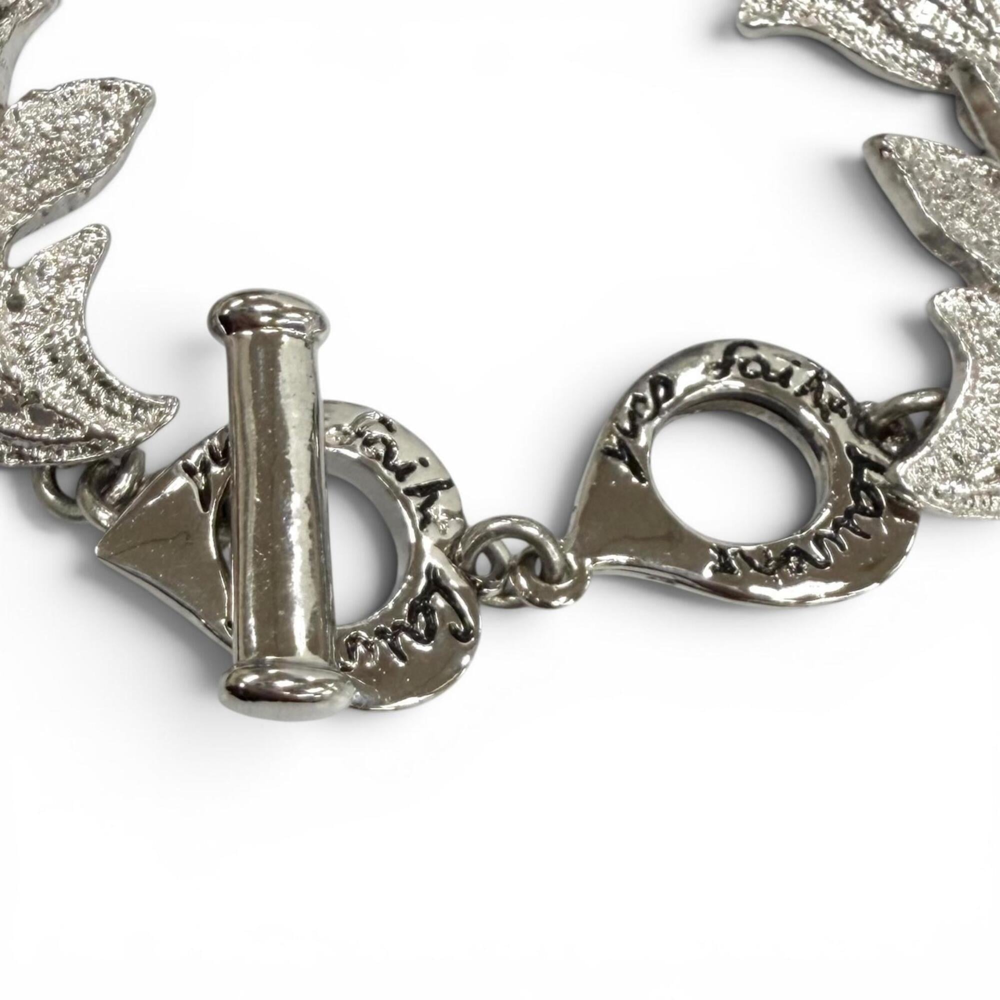YVES SAINT LAURENT Rhodium-plated Heart Toggle Bracelet, Silver, Women's Accessory — Like New