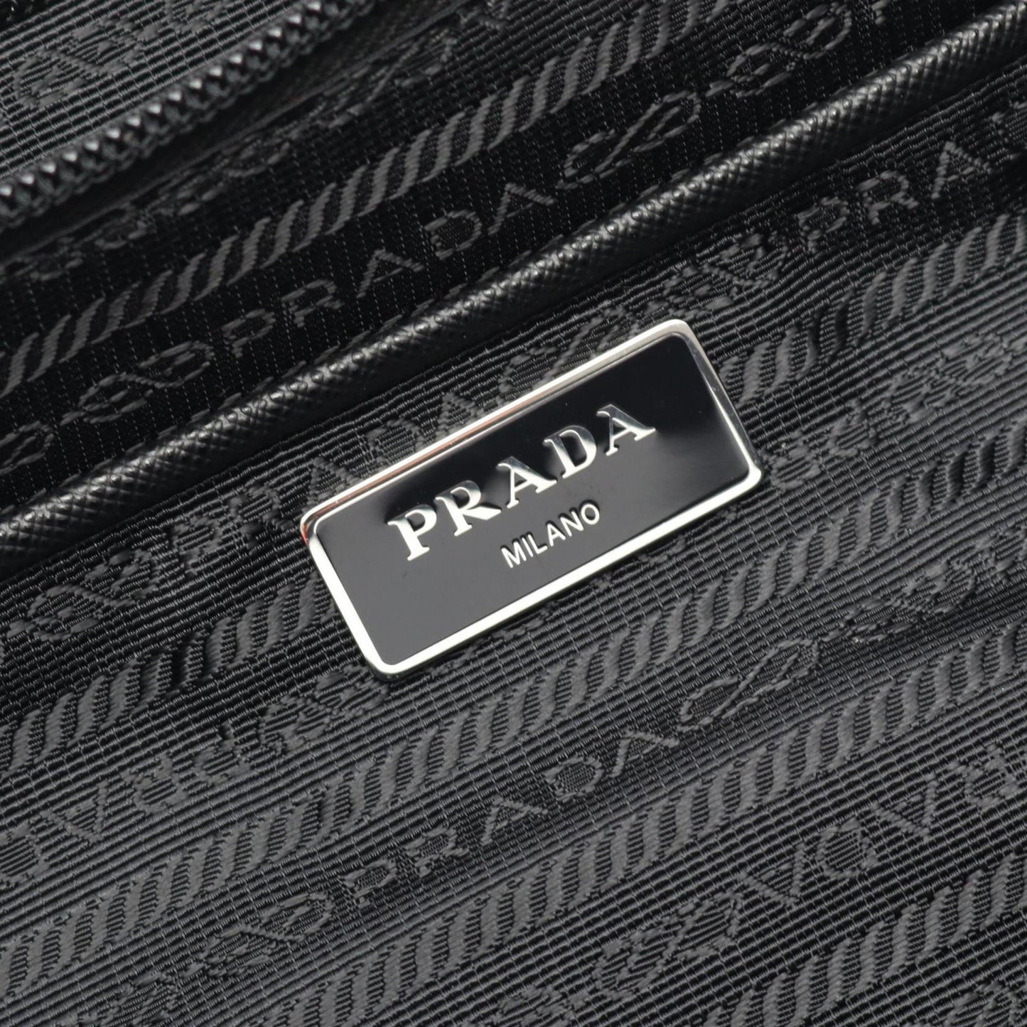 Prada TESSUTO Tote Bag in Nylon and Saffiano Leather, Black, Women's, 1BG189