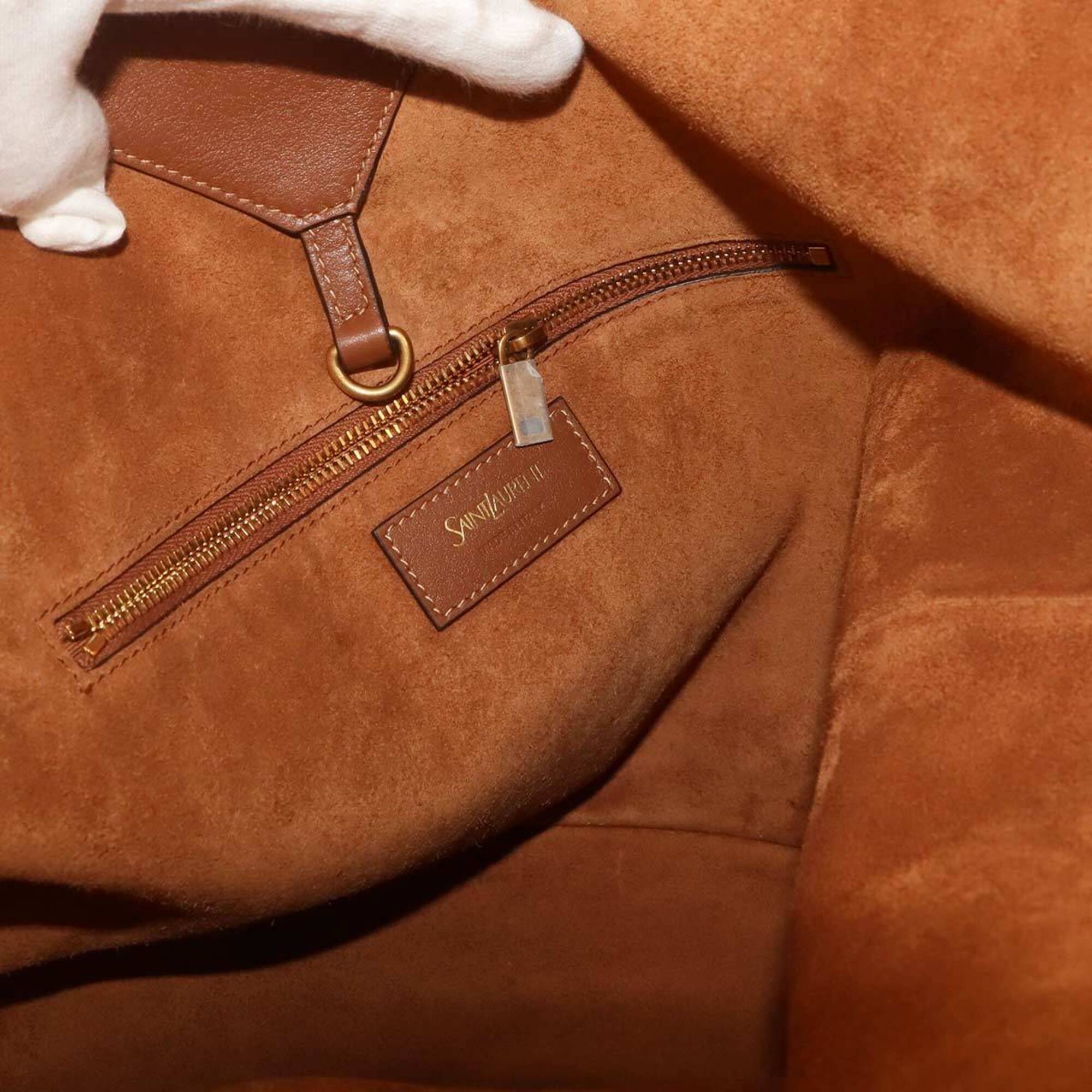 Saint Laurent Y Hobo Tote Handbag, Leather, Brown, 833160 Bag — New - Store Return