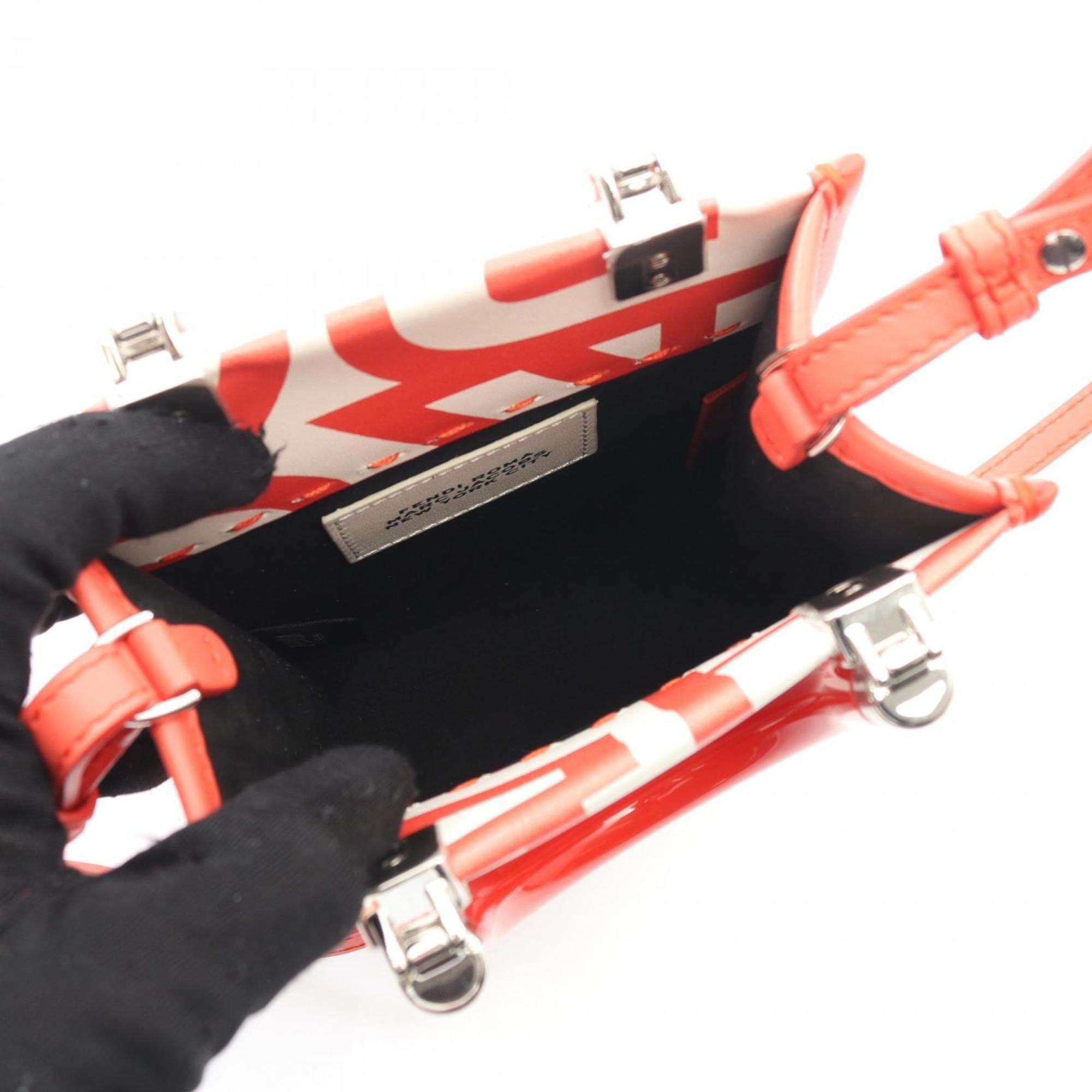 Fendi Sunshine Shopper Mini Handbag, Leather, Women's, Red and White, 8BS051