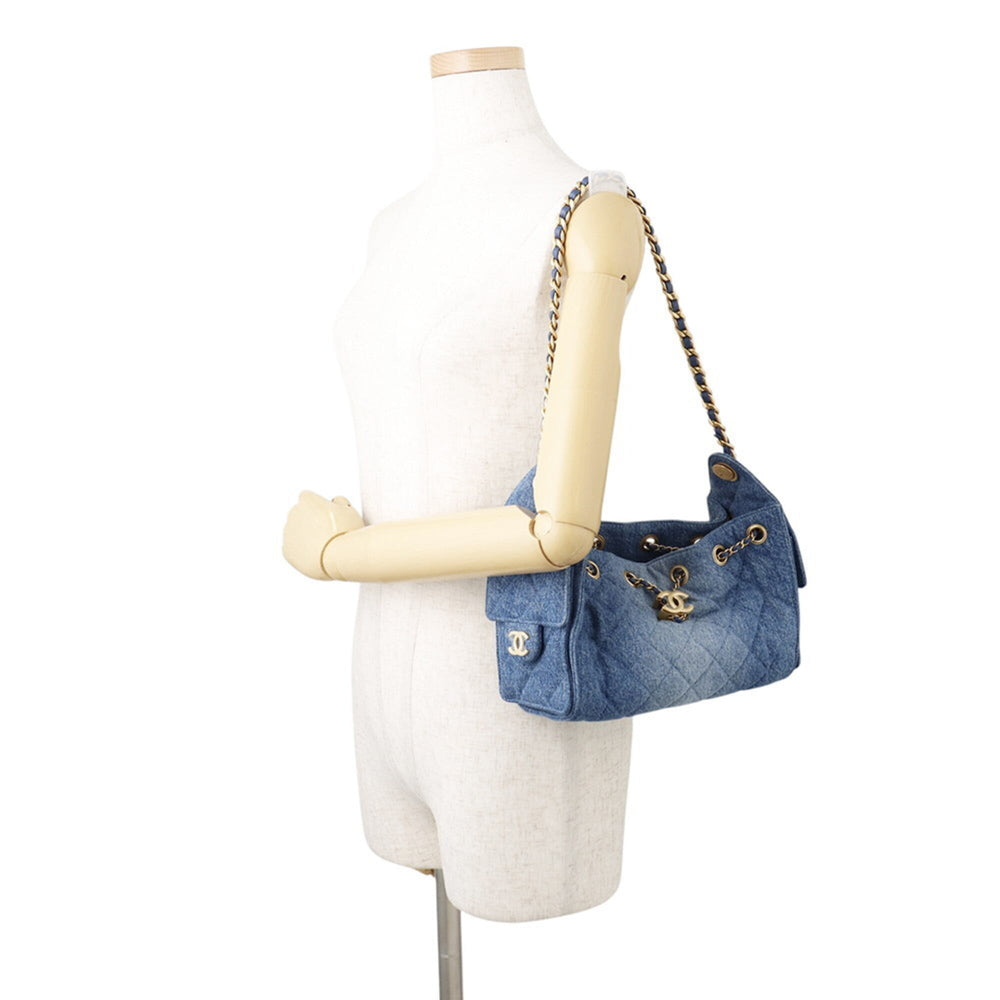 Chanel Chain Shoulder Bag Matelassé Coco Mark CHANEL25 Mini Washed Denim AS5631 CHANEL Handbag Women's — Like New