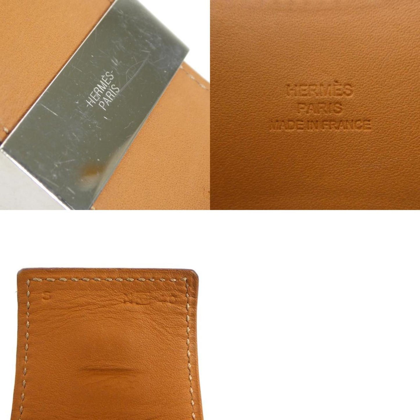 Hermes HERMES Bracelet Collier de Chien Leather Metal Pink Orange Silver Women's e59849g