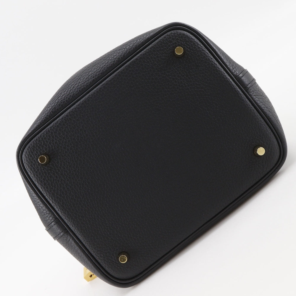 Hermes Picotin Lock 22 MM Handbag, Taurillon Clemence Leather, 2022 Model, Black, U-shaped Belt Buckle, Women's — Like New