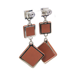 Hermes Medor Gaine GM Leather,Metal Stud Earrings Brown — Like New
