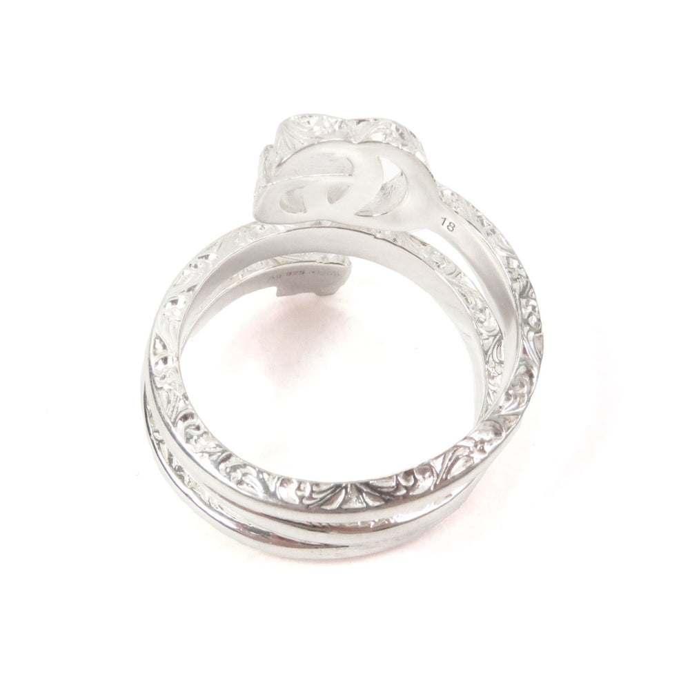 GUCCI 770719 Double G Key Motif Ring, AG925 Sterling Silver, 18k Gold, Made in Italy, Weight 8.36g, Men's — Like New
