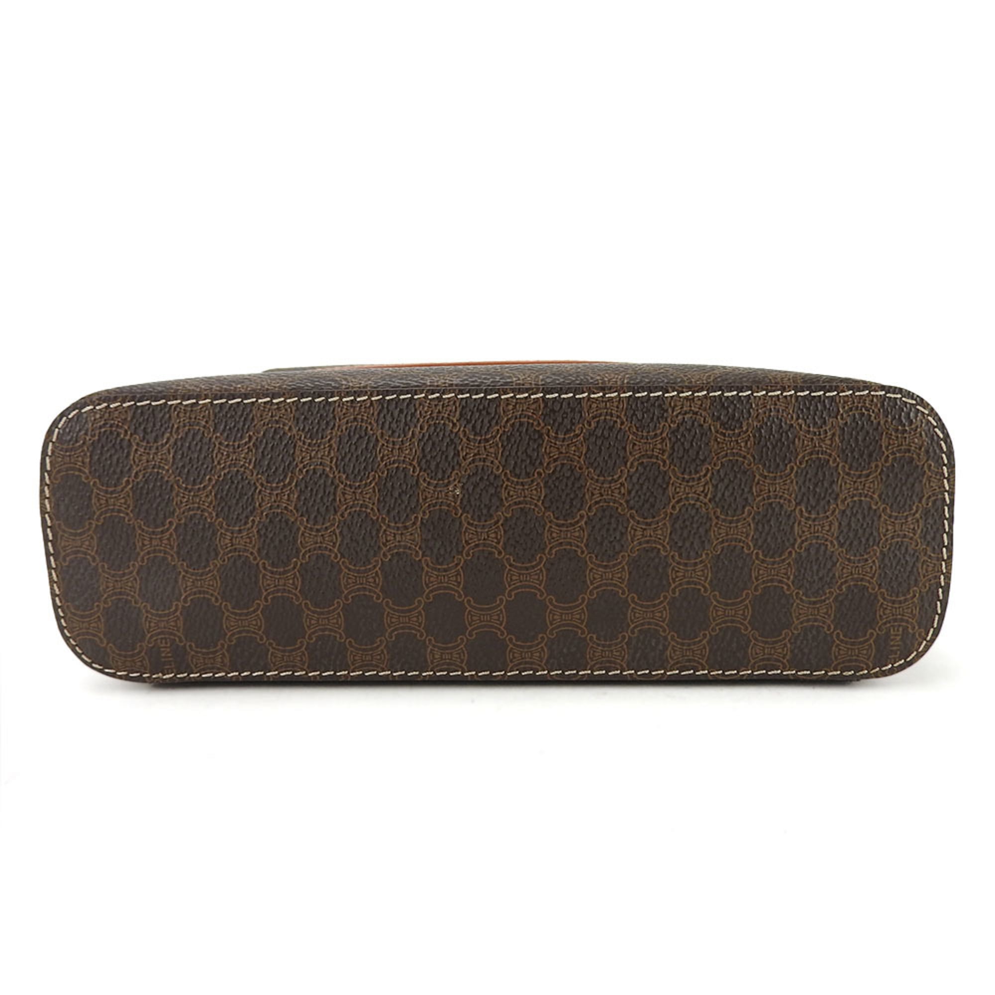 Celine handbag, macadam leather, brown, vanity bag, pouch, women's, CELINE