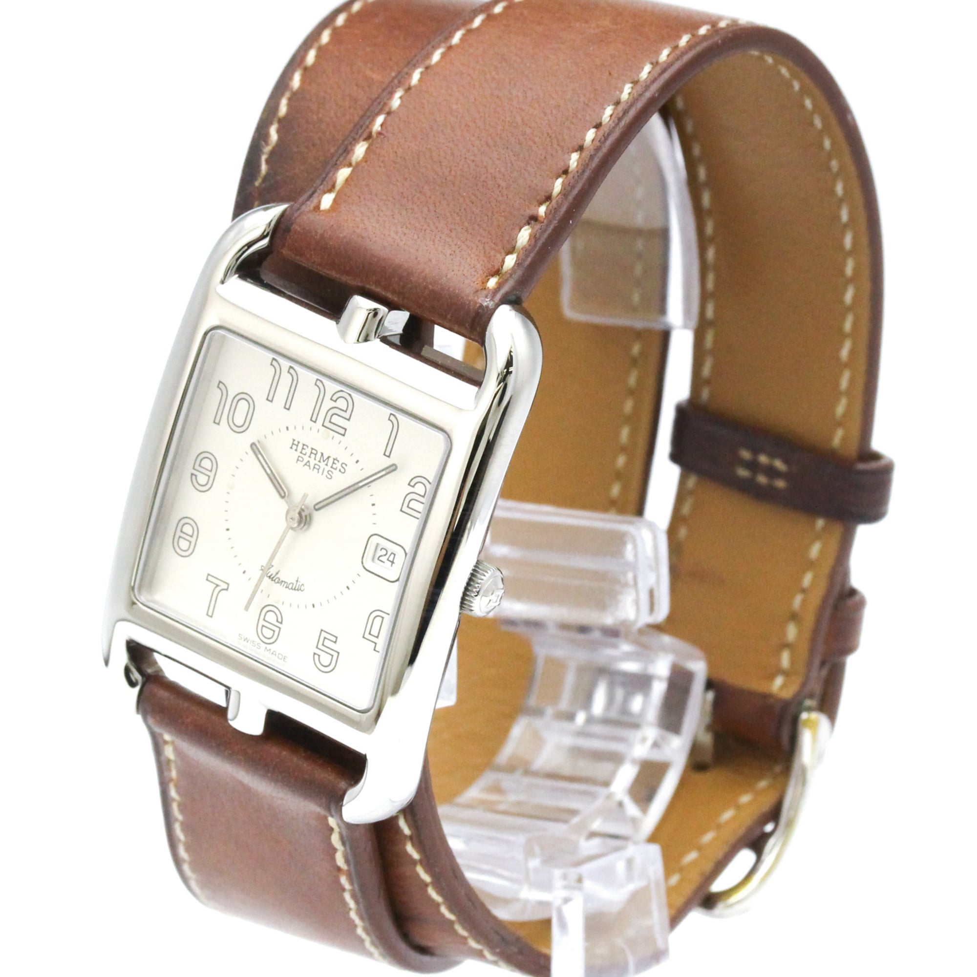 HERMES Cape Cod Double Tour Steel Automatic Mens Watch CC1.710 Polished — Very Good