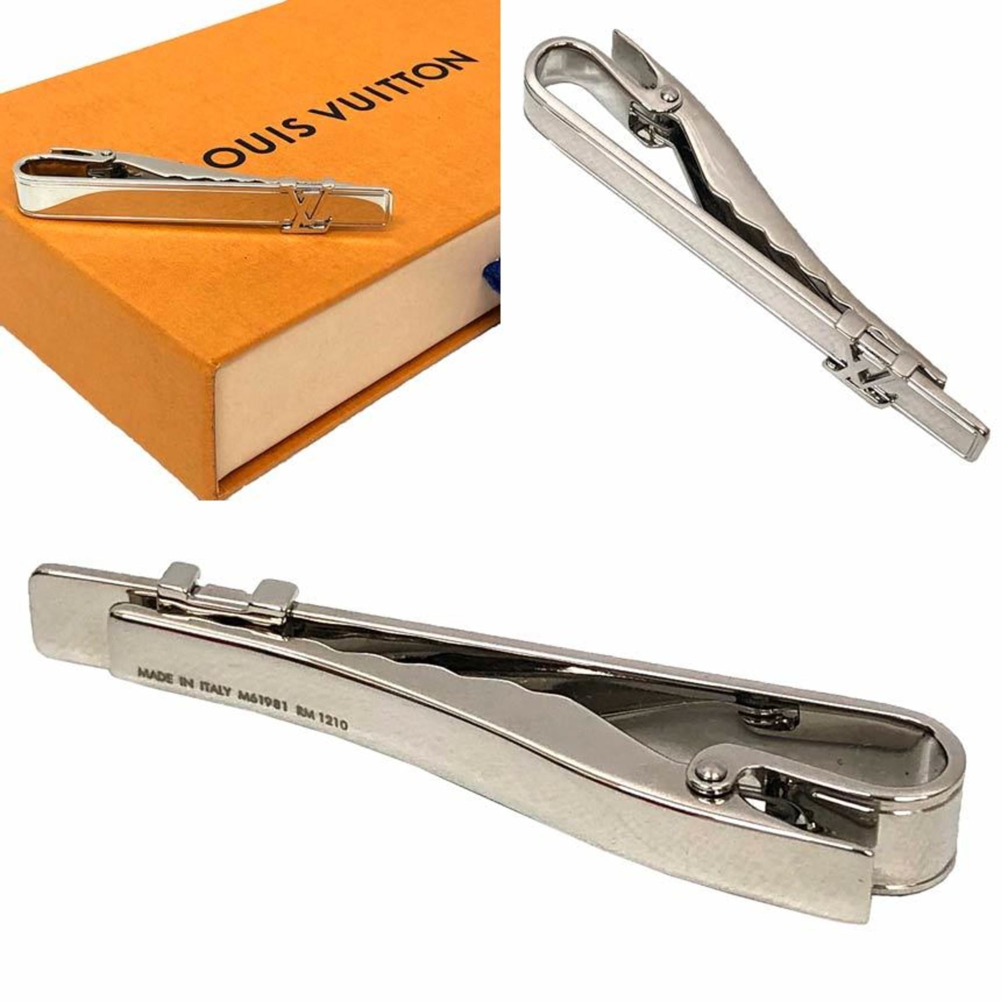 Louis Vuitton Tie Clip M61981 LV Initial Pin Bar Silver Men's