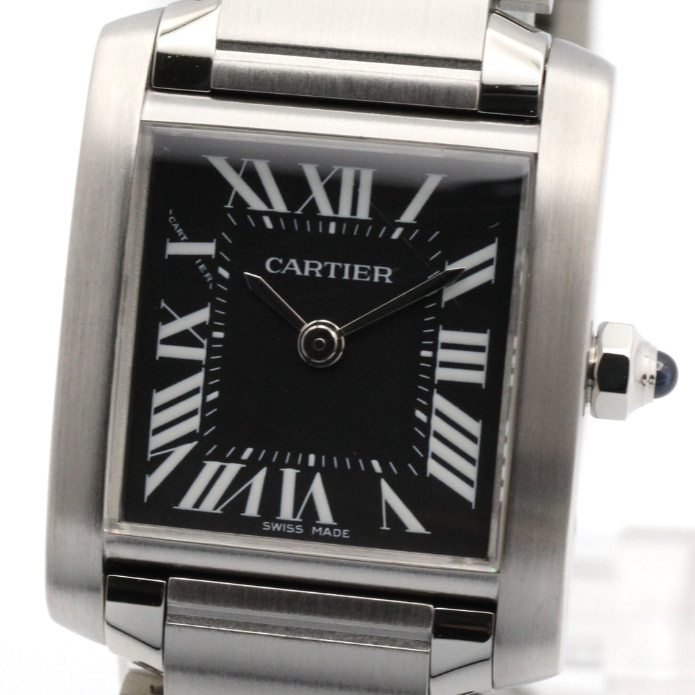 Cartier Tank Française SM Watch, Stainless Steel, Women's, Black, W51026Q3 — Very Good