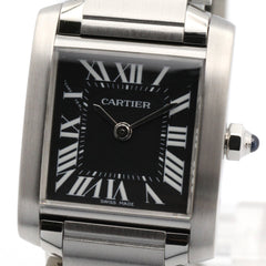 Cartier Tank Française SM Watch, Stainless Steel, Women's, Black, W51026Q3 — Very Good