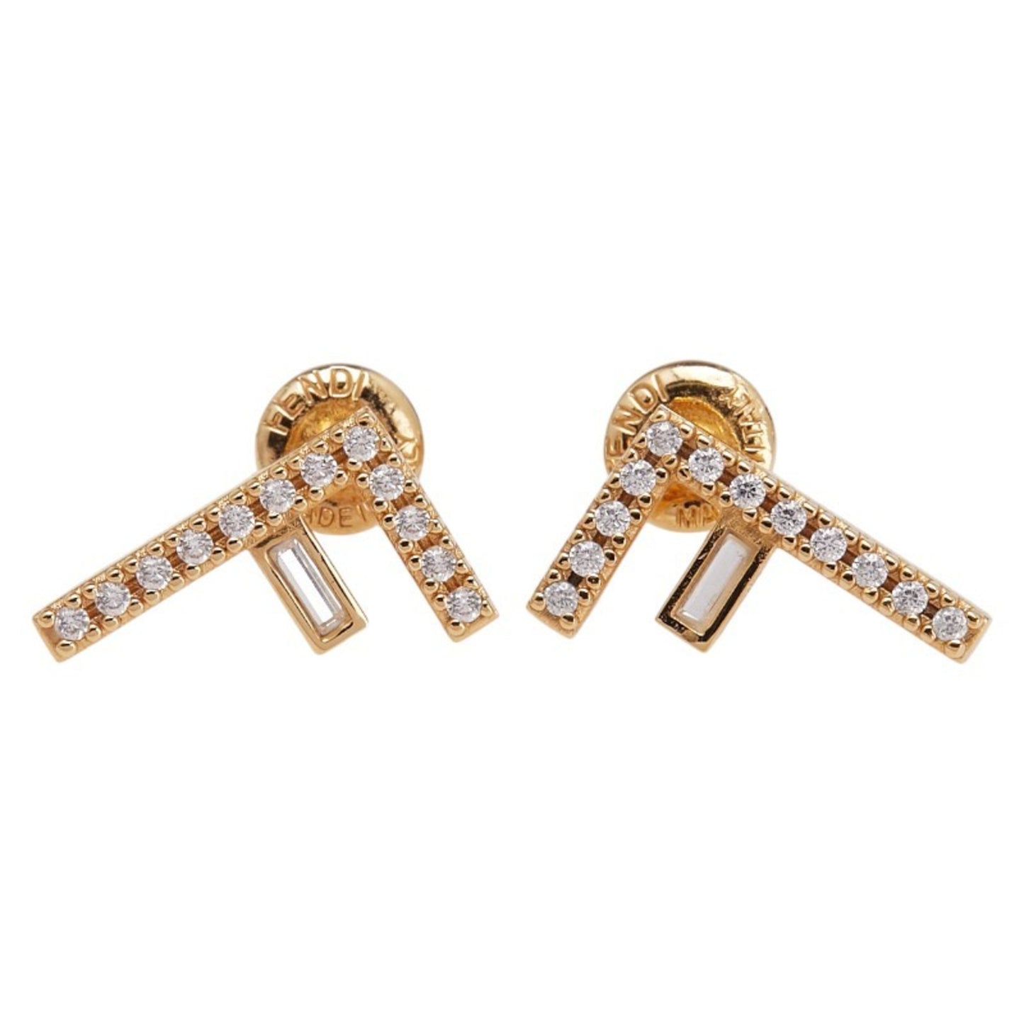 FENDI F rhinestone earrings, gold plated, for women
