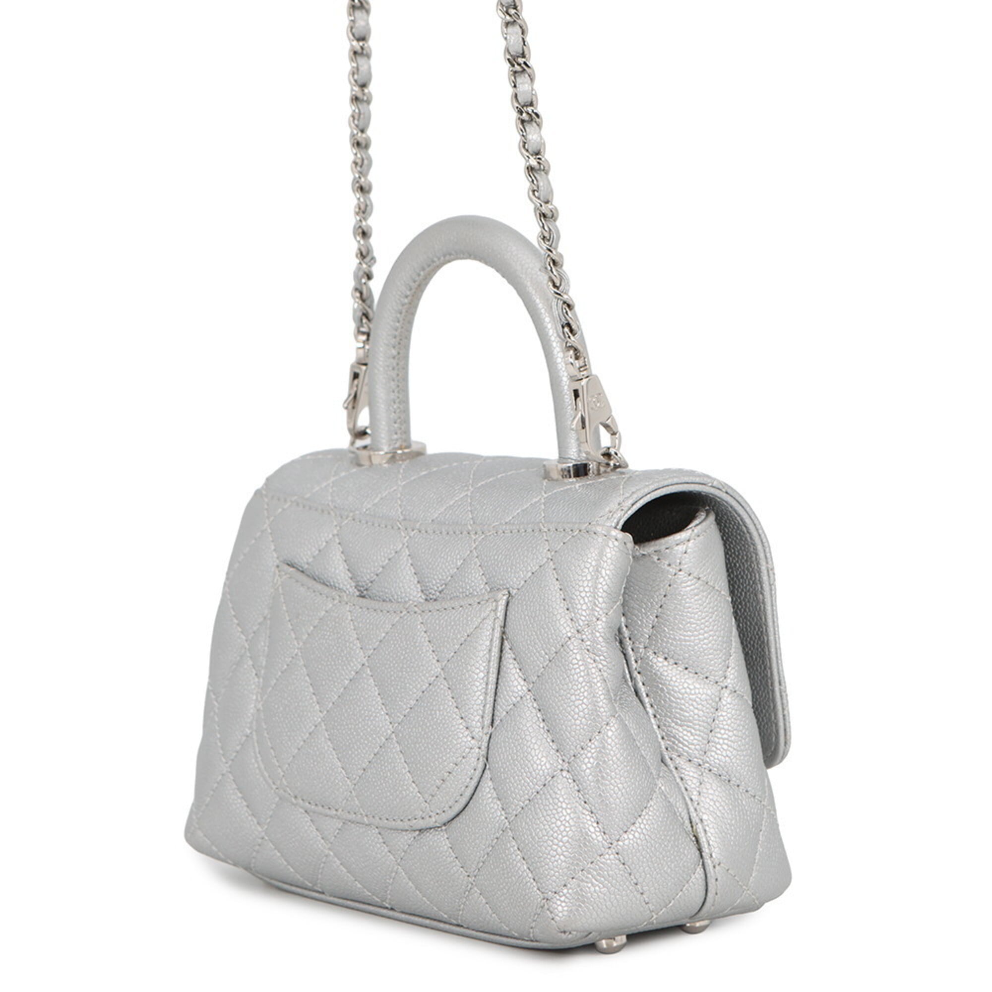 Chanel handbag, Coco Mark, Matelassé, Handle, XXS, Caviar Skin, AS2215, CHANEL 2-way women's — Like New