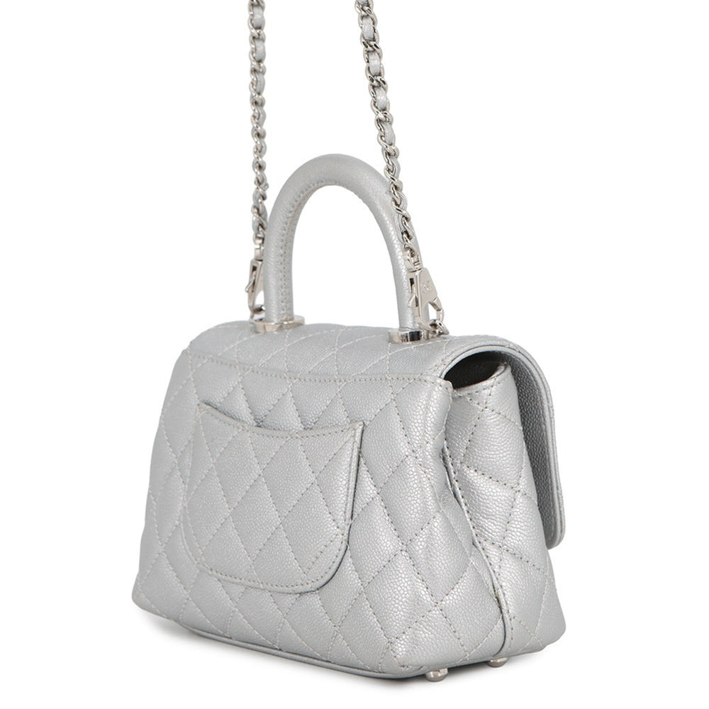 Chanel handbag, Coco Mark, Matelassé, Handle, XXS, Caviar Skin, AS2215, CHANEL 2-way women's — Like New