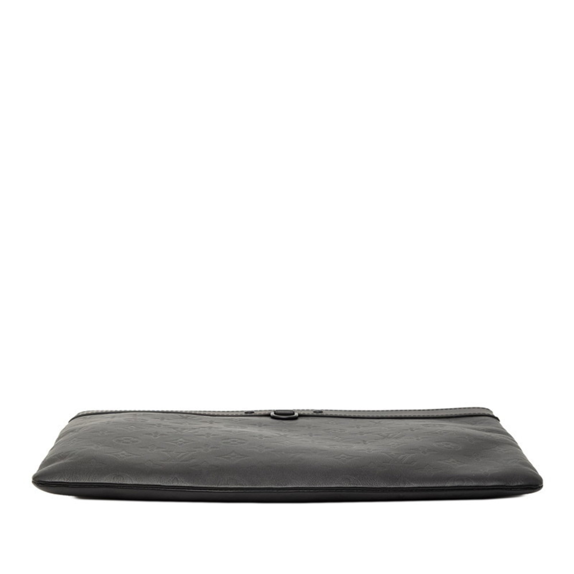 Louis Vuitton Monogram Shadow Pochette Discovery Second Bag/Clutch Bag M62903 Black Noir Leather Men's LOUIS VUITTON