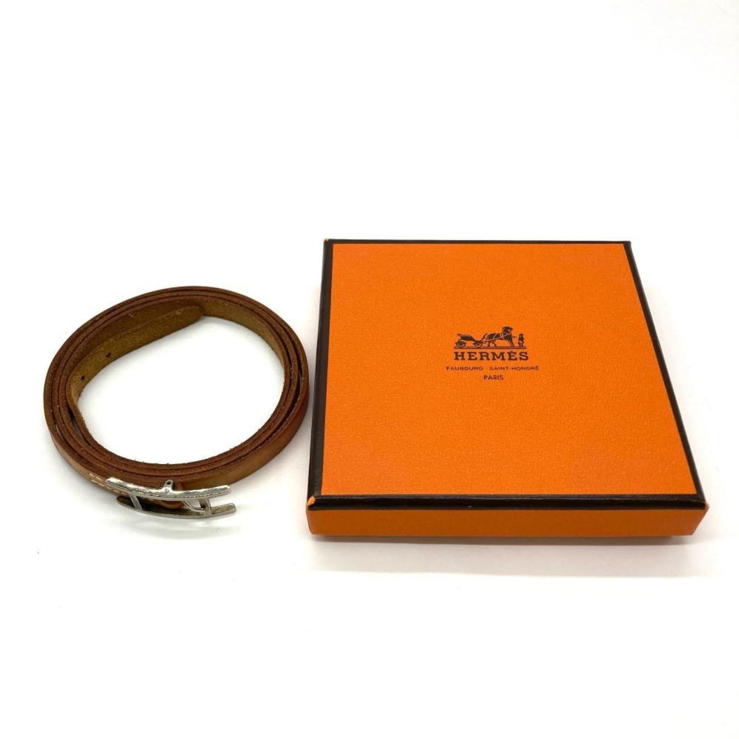 HERMES Bracelet Leather Brown
