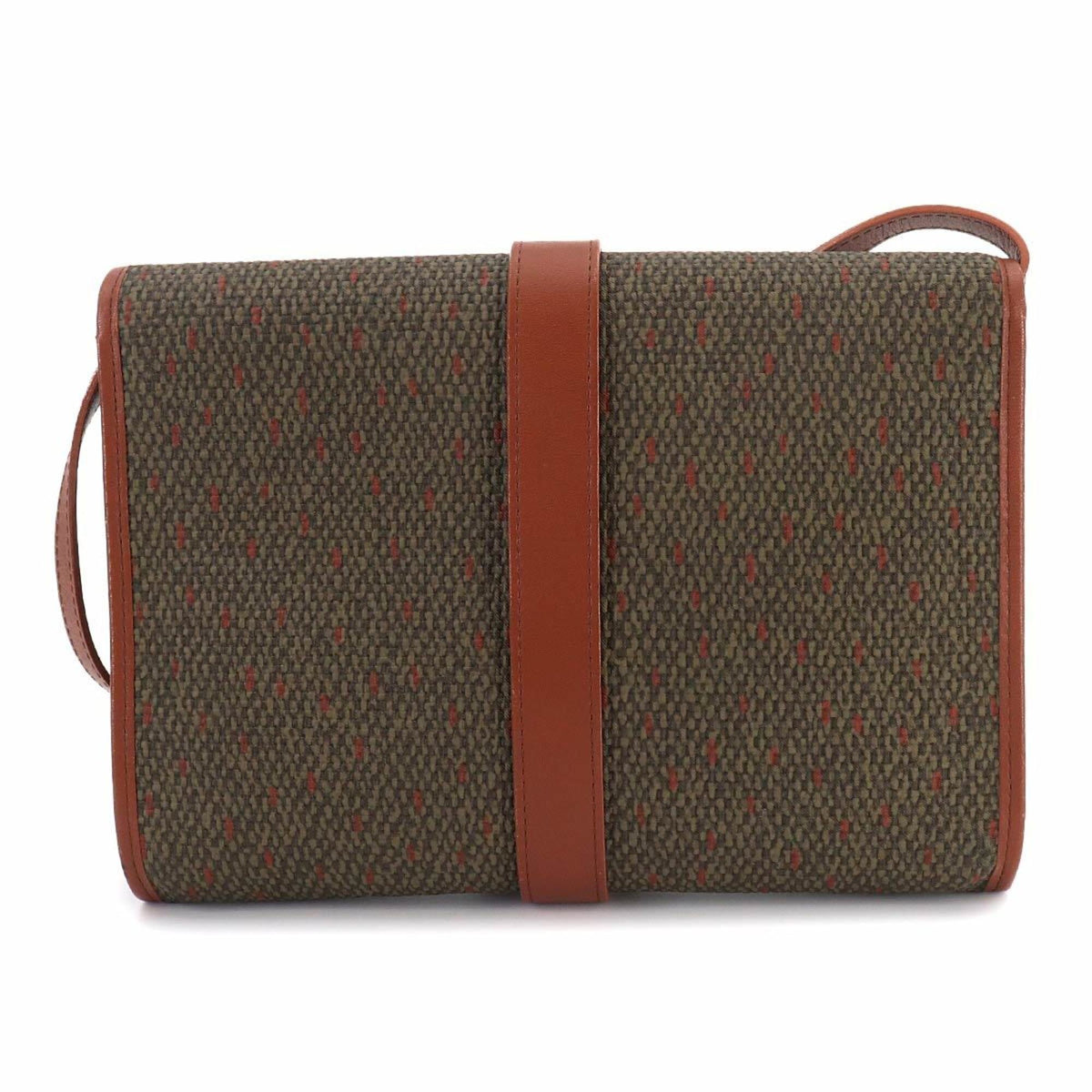 Yves Saint Laurent 2-way Shoulder Clutch Handbag, Leather, Brown/Green, Gold Hardware — Like New