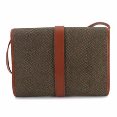 Yves Saint Laurent 2-way Shoulder Clutch Handbag, Leather, Brown/Green, Gold Hardware — Like New