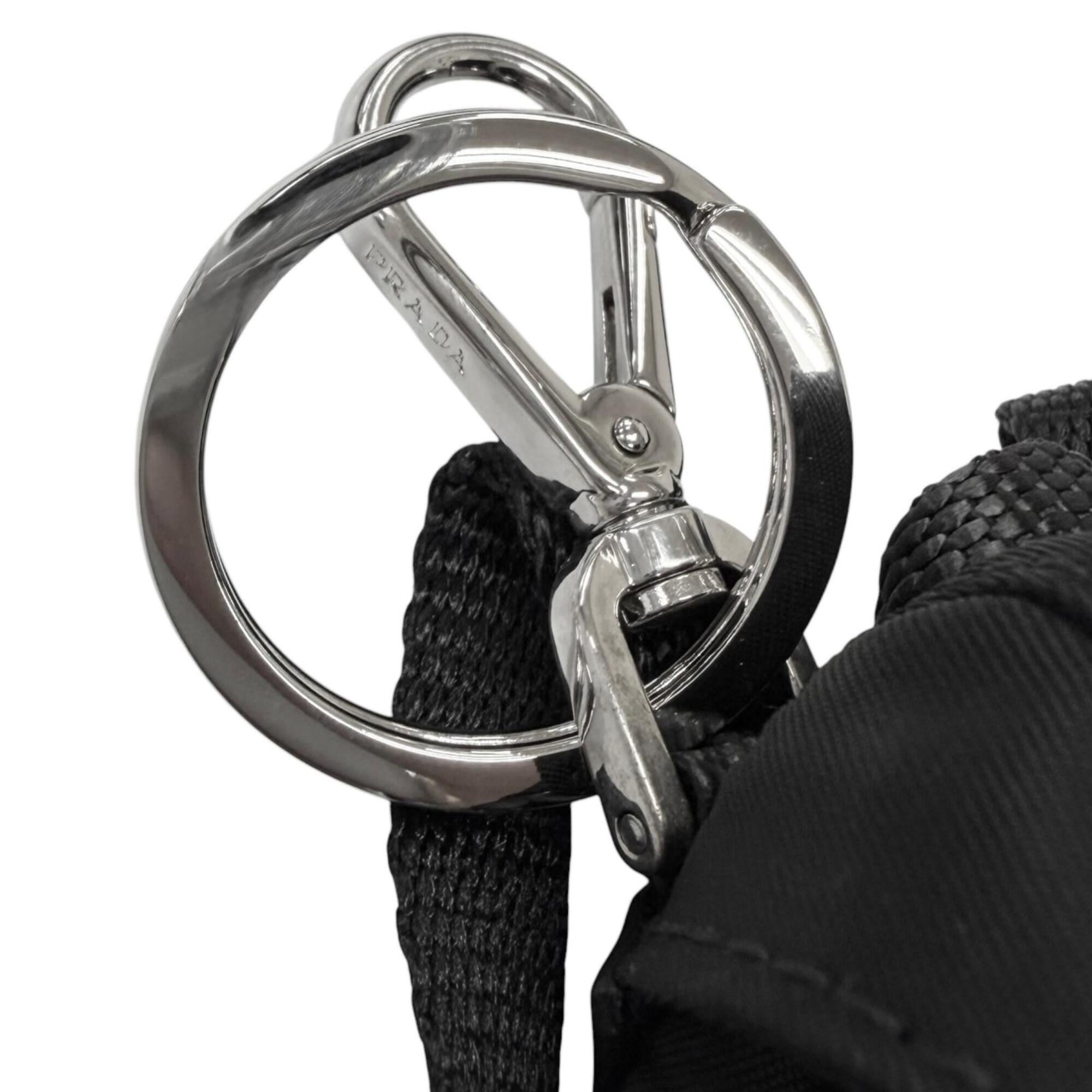 PRADA 2TT205 Triangle Logo Backpack Motif Bag Charm Strap, Black, Made in Italy, Men's, with Box — Like New