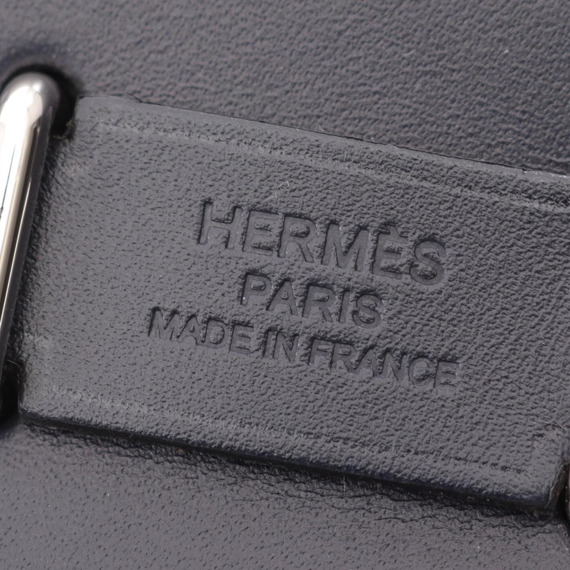 Hermes Herbag Zip Mini Shoulder Bag Handbag Canvas Leather Toile Military Vache Hunter Women's Black/Navy — New - Store Return