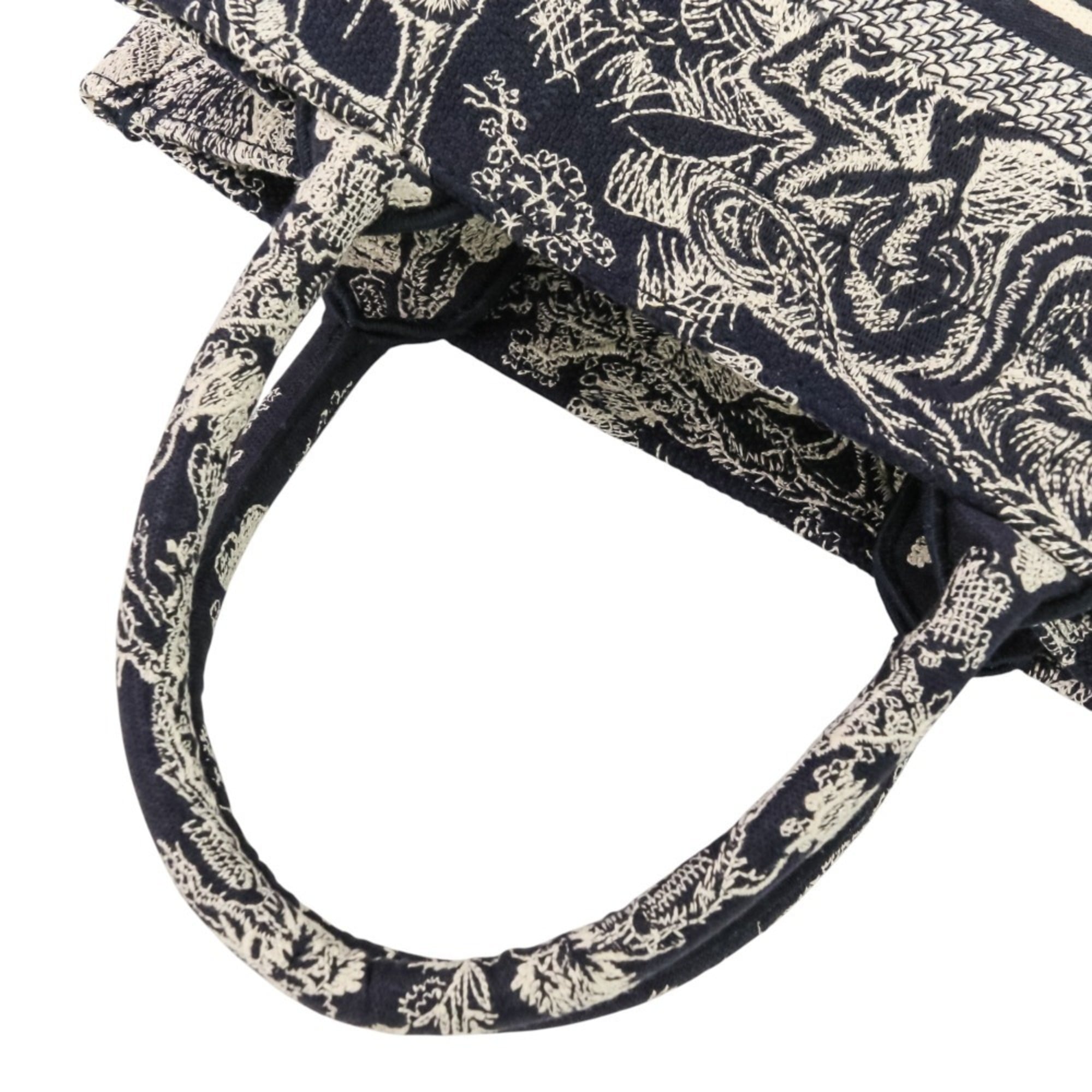 Christian Dior Toile de Jouy Book Tote Canvas Embroidered Handbag Small 50-MA-1221 Navy Women's — Like New