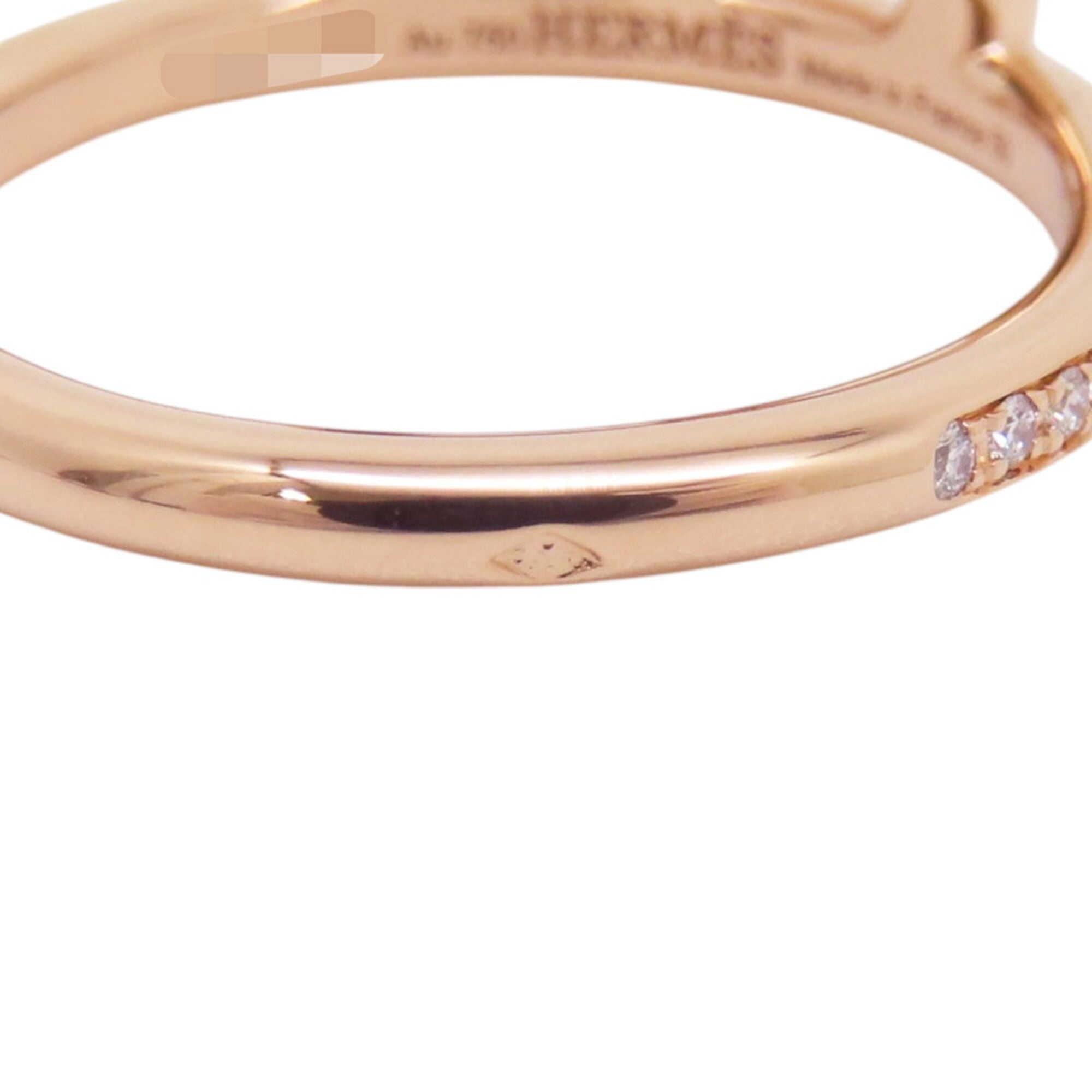 Hermes Link d'Hermès Ring, 52 Diamonds (0.22ct total), 18K Pink Gold, Ring Size 50 — Like New