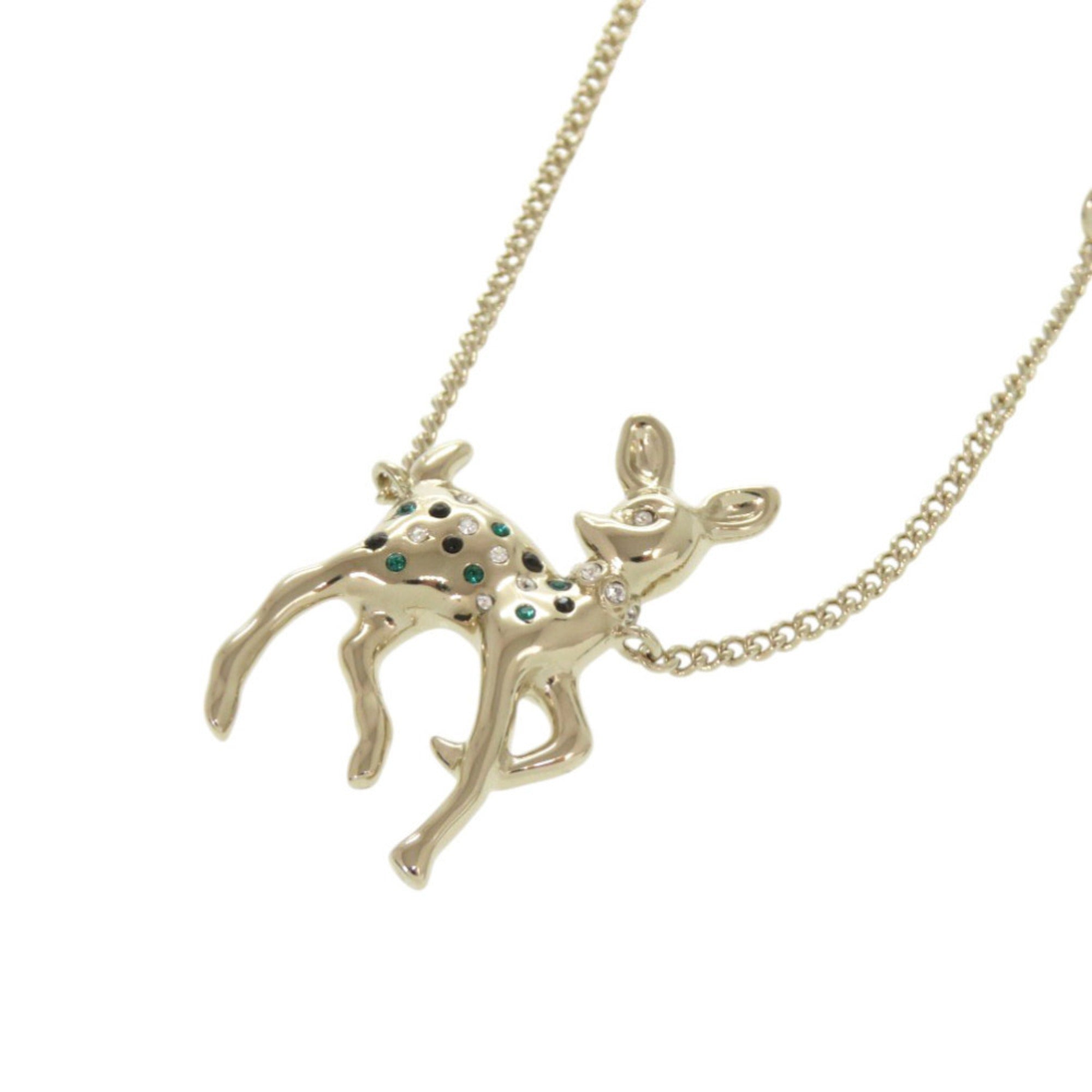 Like new Chanel deer motif GP rhinestone gold necklace 1815CHANEL — Like New