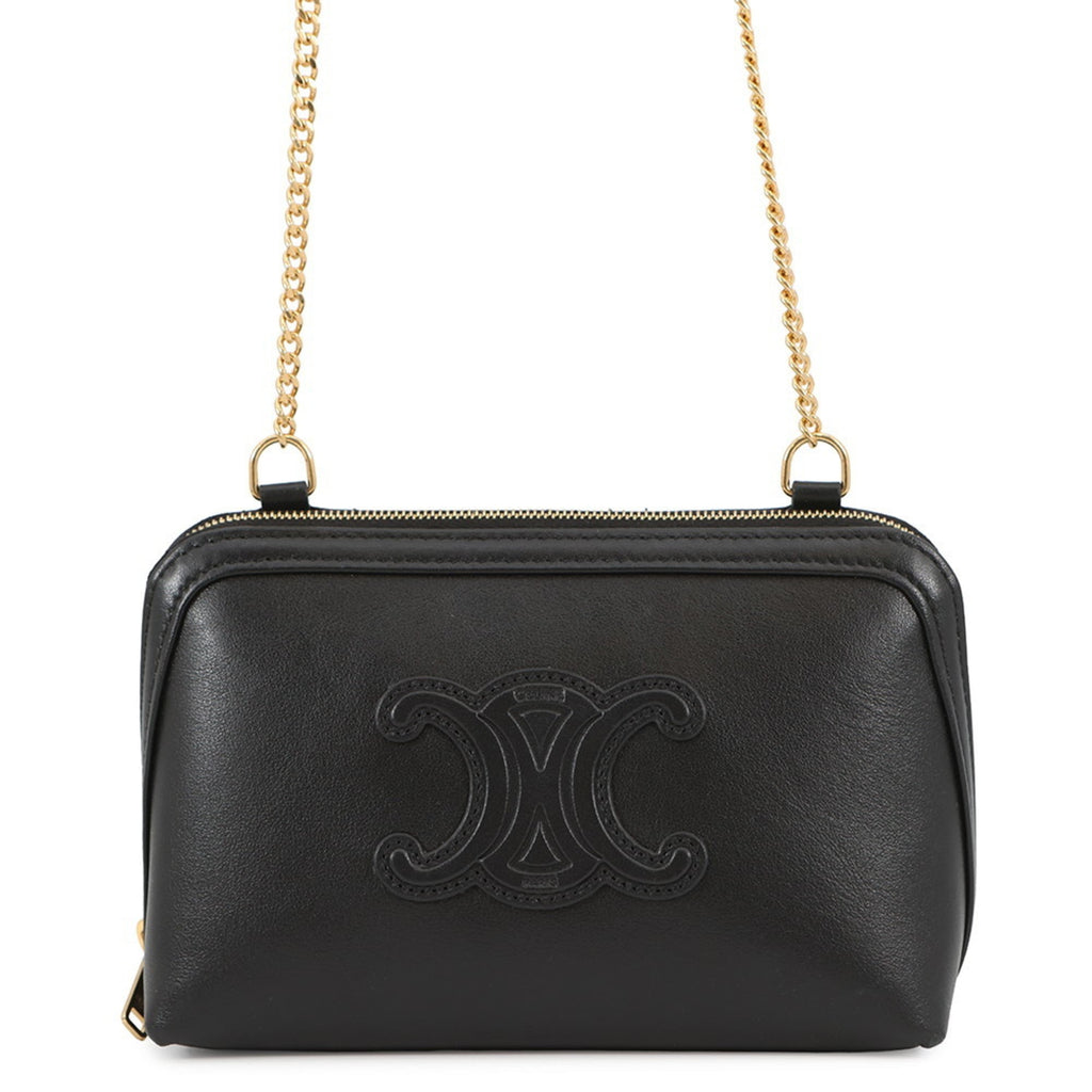 Celine Cuir Triomphe Chain Shoulder Bag, Black, 10E383DR8